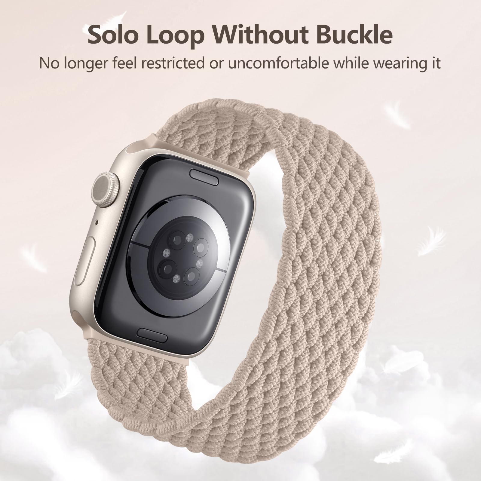 Braided Solo Loop Strap Compatible with Apple Watch 41mm 40mm 38mm - Adjustable Stretchy Elastic Sport Band for iWatch Series 9/8/7/6/5/4/3/2/1/SE/Ultra - Comfortable Lightweight Wristband for Men & Women - Perfect for Workouts, Running & Everyday Wear