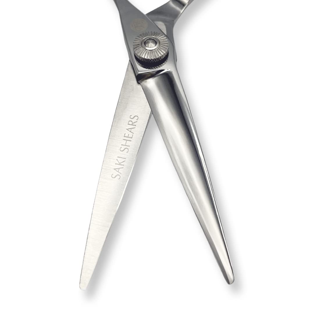 Premium Saki Shears Tsuru Professional Hair Cutting Scissors - 6 Inch Japanese Stainless Steel Shears for Barbers & Stylists - Adjustable Tension Thumb Screw - Perfect for Salon, Home Haircuts & Styling