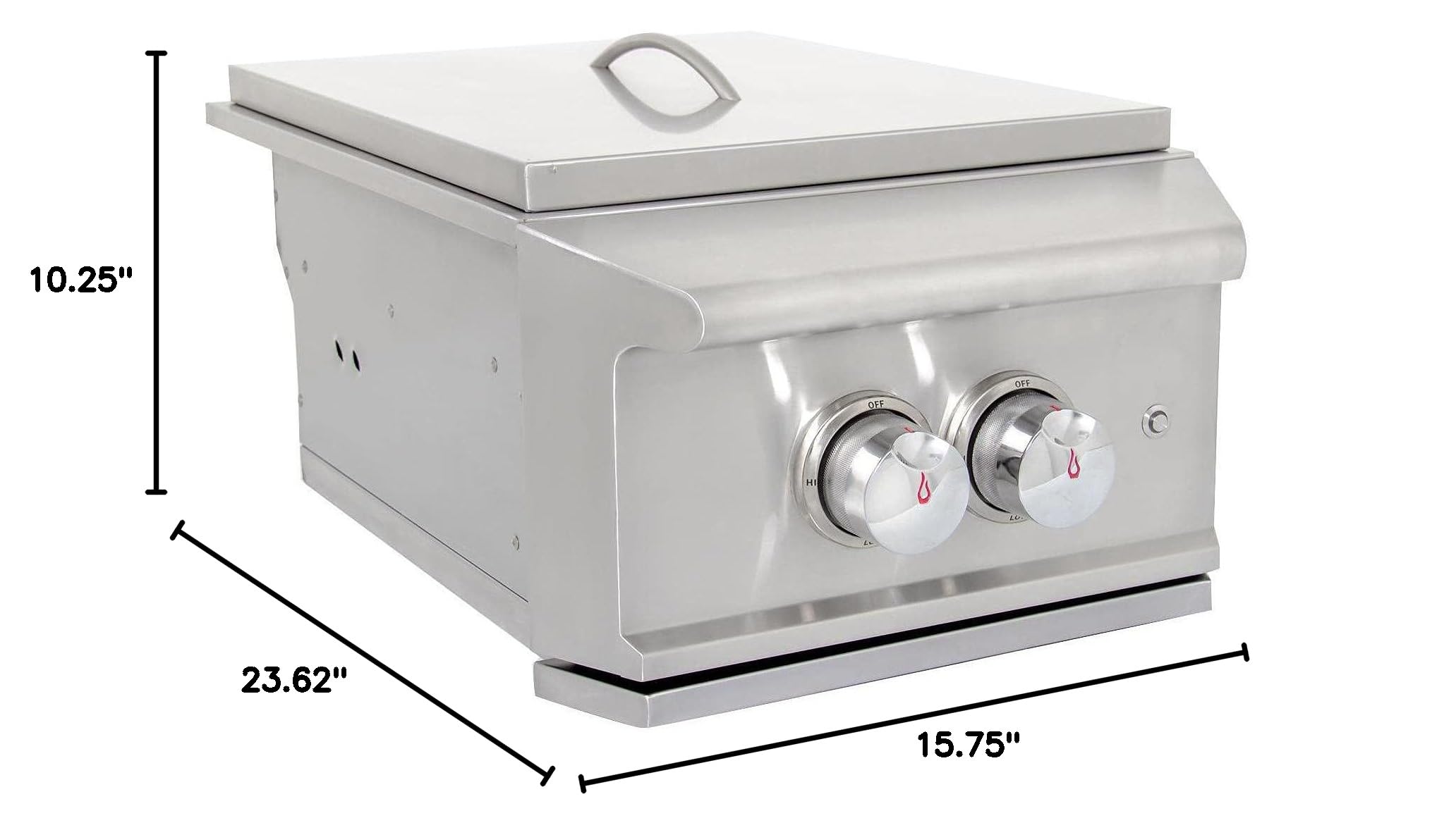 High Performance Built-in Natural Gas Burner with Wok Ring - Stainless Steel Drop-in Grill Accessory for Outdoor Kitchen | Perfect for Backyard BBQs, Patio Cooking & Asian Stir-Fry Dishes