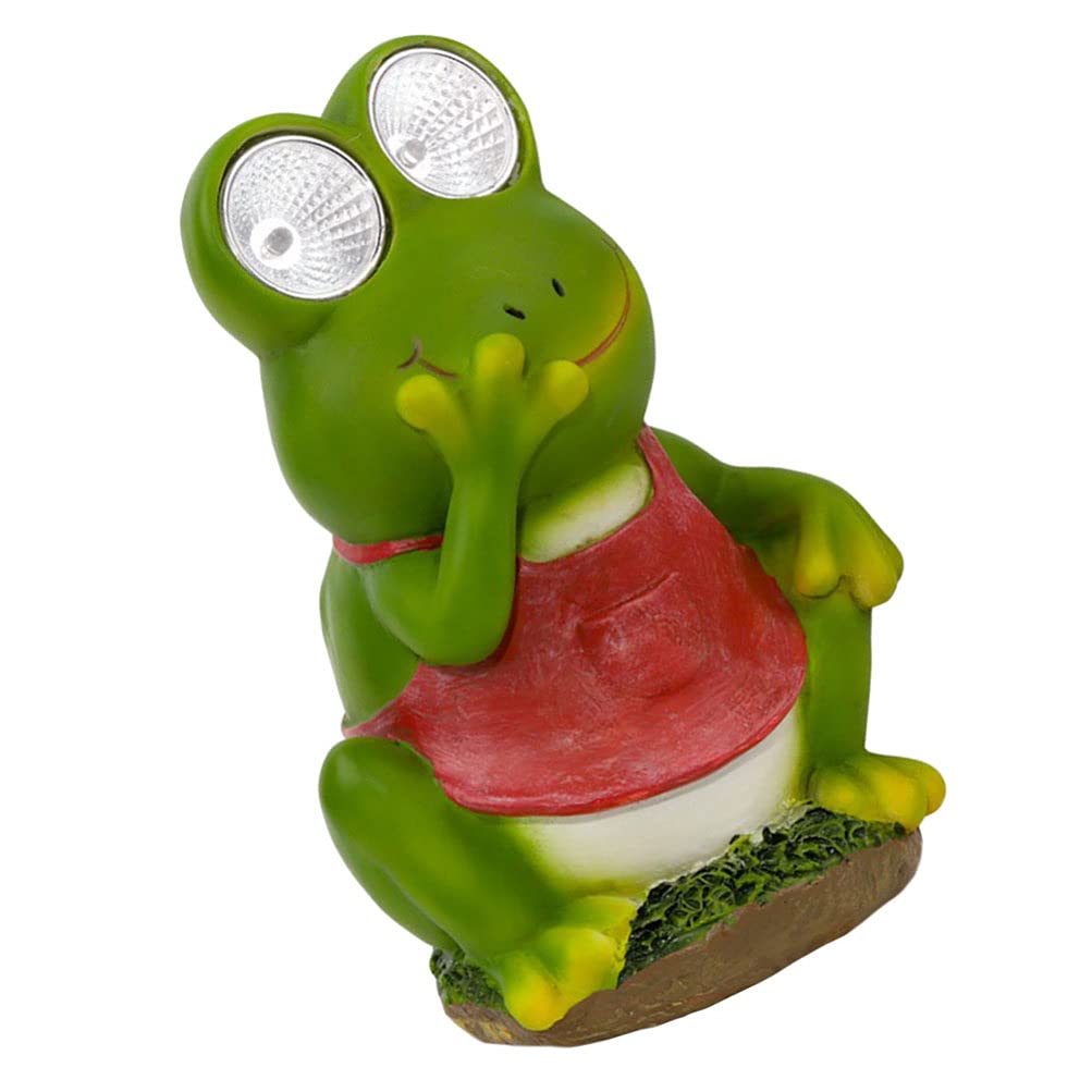 DOITOOL Solar Powered Frog Garden Light - 1PC Solar Frog Statue, Outdoor Solar Animal Lights for Garden Decor, Miniature Decorative Solar Lights for Patio, Yard, Pathway - Eco-Friendly Frog Figurine with Solar Panel