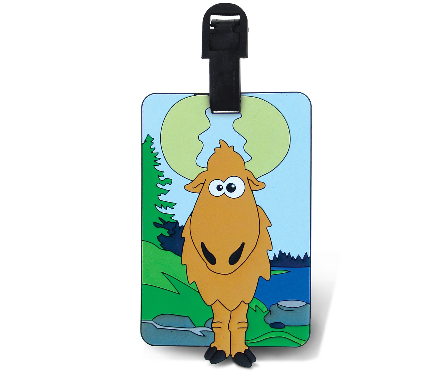 Funny Goofy Moose Luggage Tag - 3.5x5 Inch PUZZLED TAGGAGE for Travel Bags & Suitcases - Perfect Gift for Animal Lovers & Travel Enthusiasts