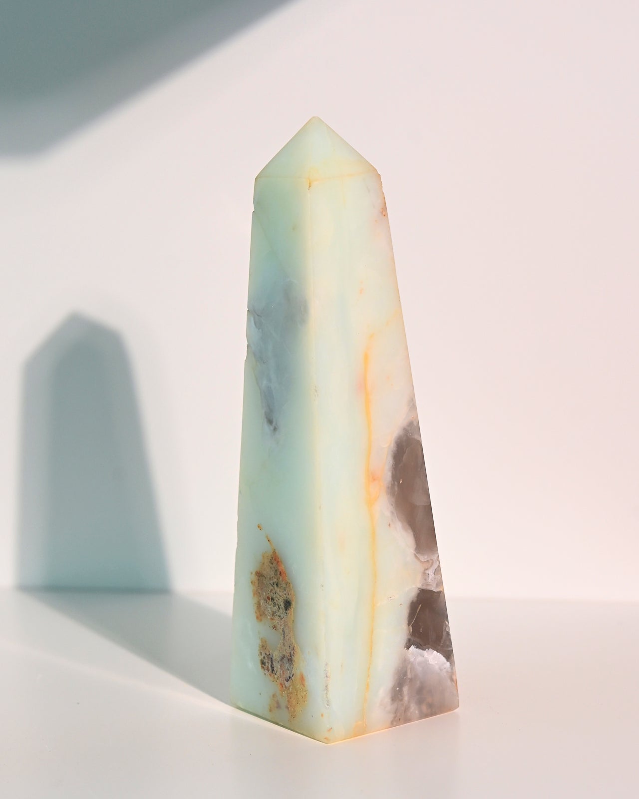Natural Peruvian Blue Opal Tower - 6 Inch Healing Crystal for Meditation, Reiki & Home Decor | Spiritual Energy Stone for Positive Vibes