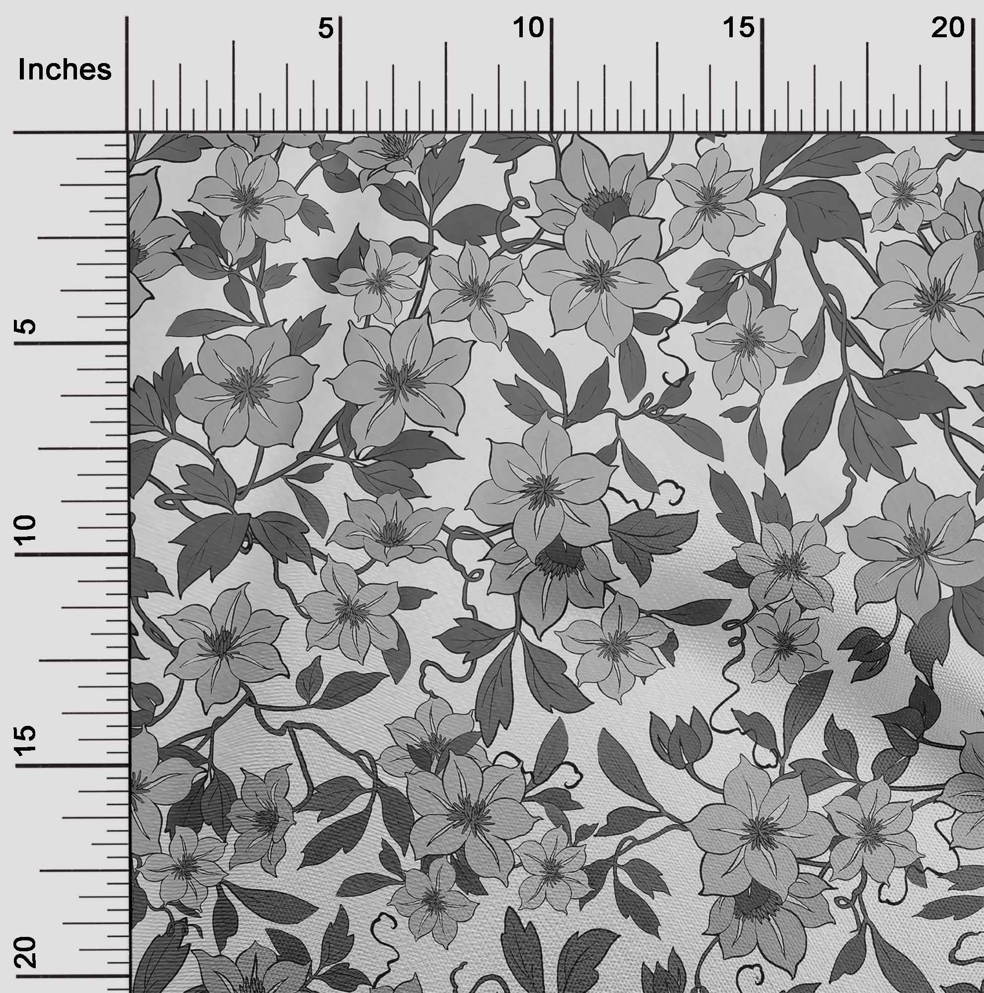 oneOone Viscose Jersey Gray Floral Retro Fabric - 60 Inch Wide Printed DIY Sewing Material for Clothing, Dresses & Home Decor | Soft Jersey Knit by The Yard