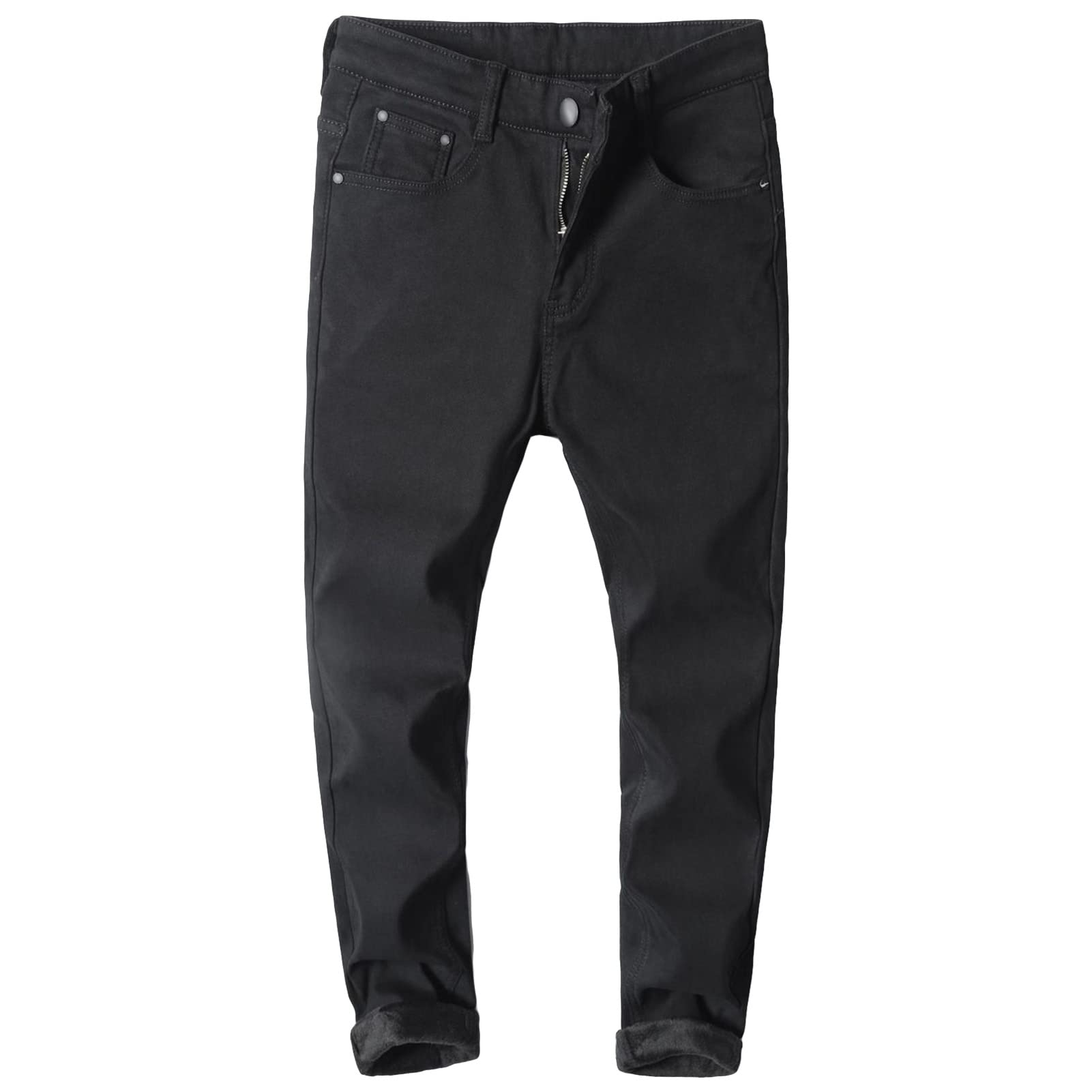 Men's Skinny Slim Fit Black Jeans - Classic Stretch Washed Denim Pencil Pants with Vintage Tapered Leg | Perfect for Casual Wear, Night Out & Street Style Fashion