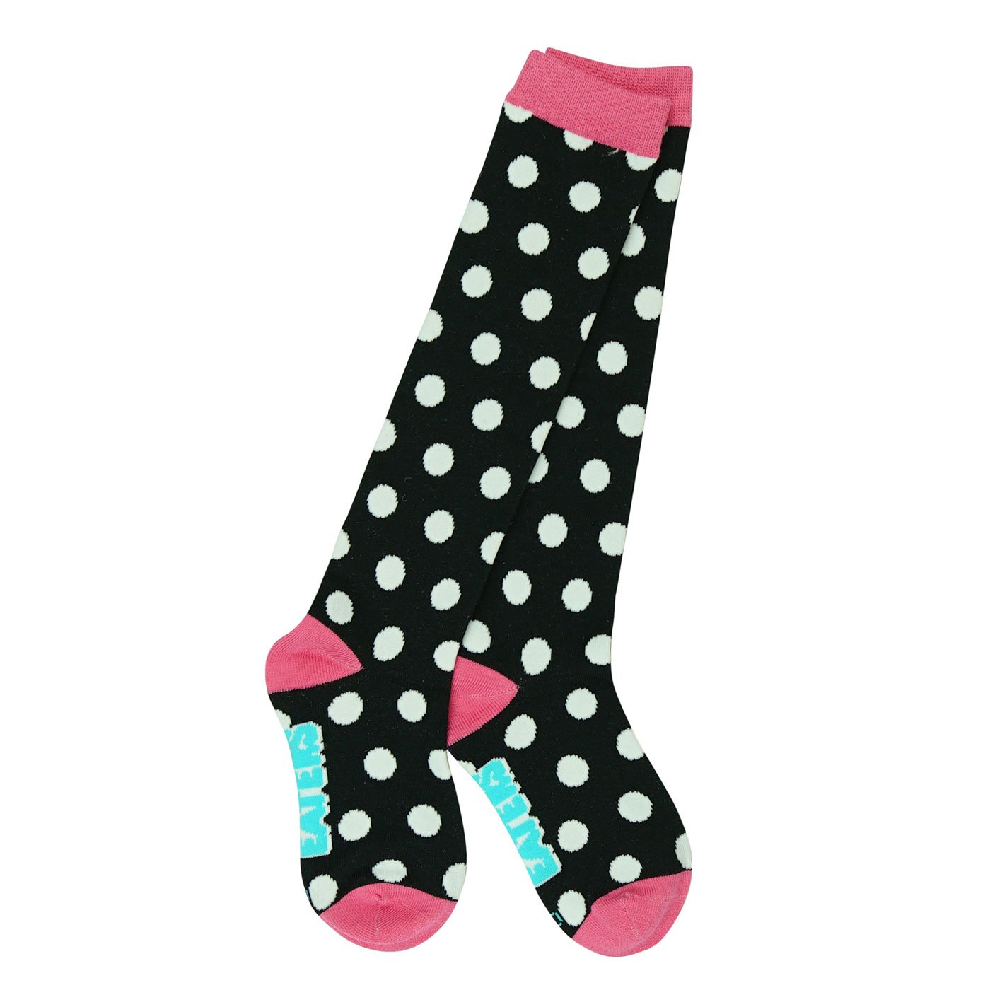 Polka Dot Knee High Socks for Girls - Black Fun Sports Socks for Soccer, Lacrosse & Derby - Cute Knee-Length Socks for School, Dance & Casual Wear