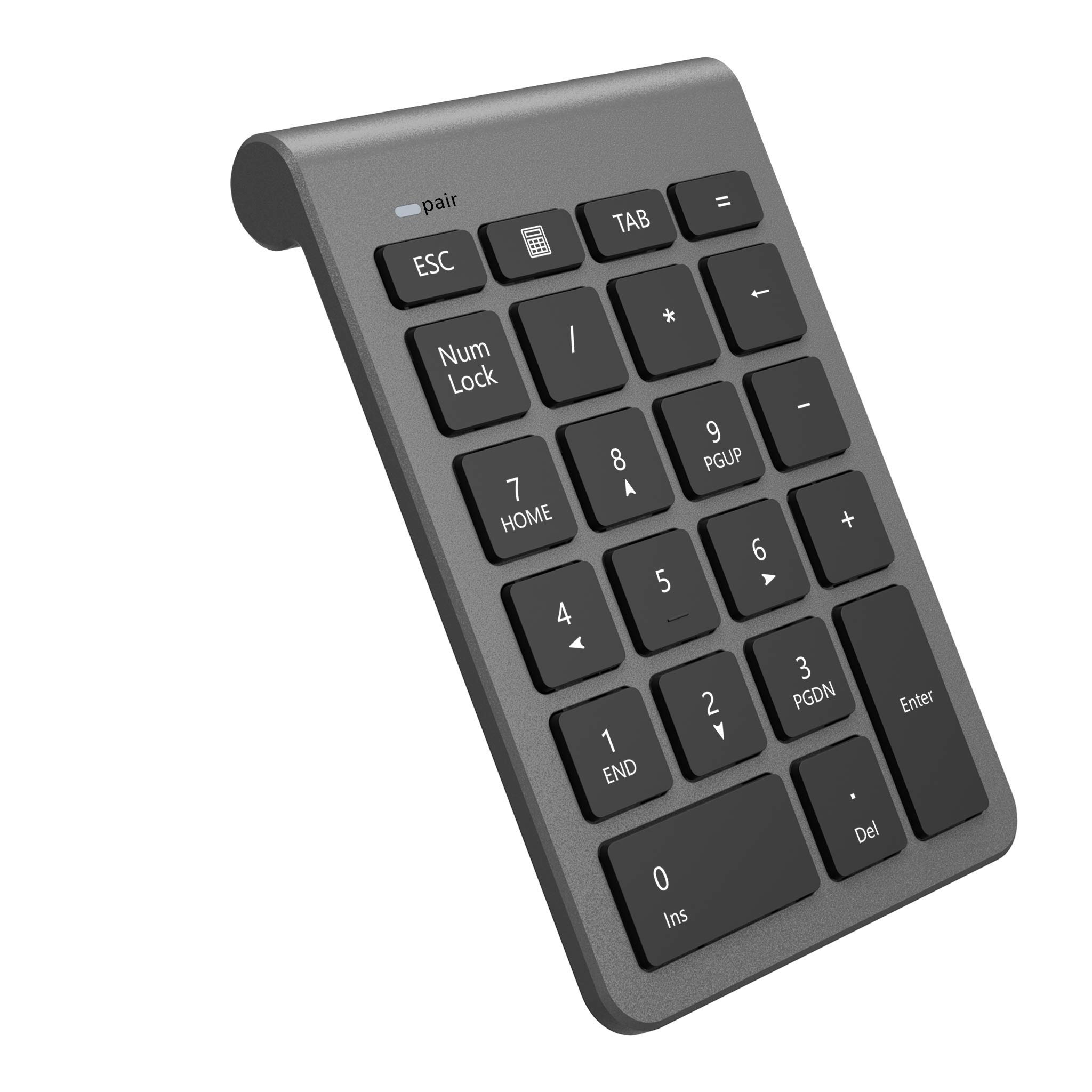KETAKY Bluetooth Numeric Keypad for Laptops - Wireless 22-Key External Number Pad with Shortcut Keys for PC, Desktop, Surface Pro, Notebook - Cool Gray | Perfect for Office Work, Accounting & Data Entry