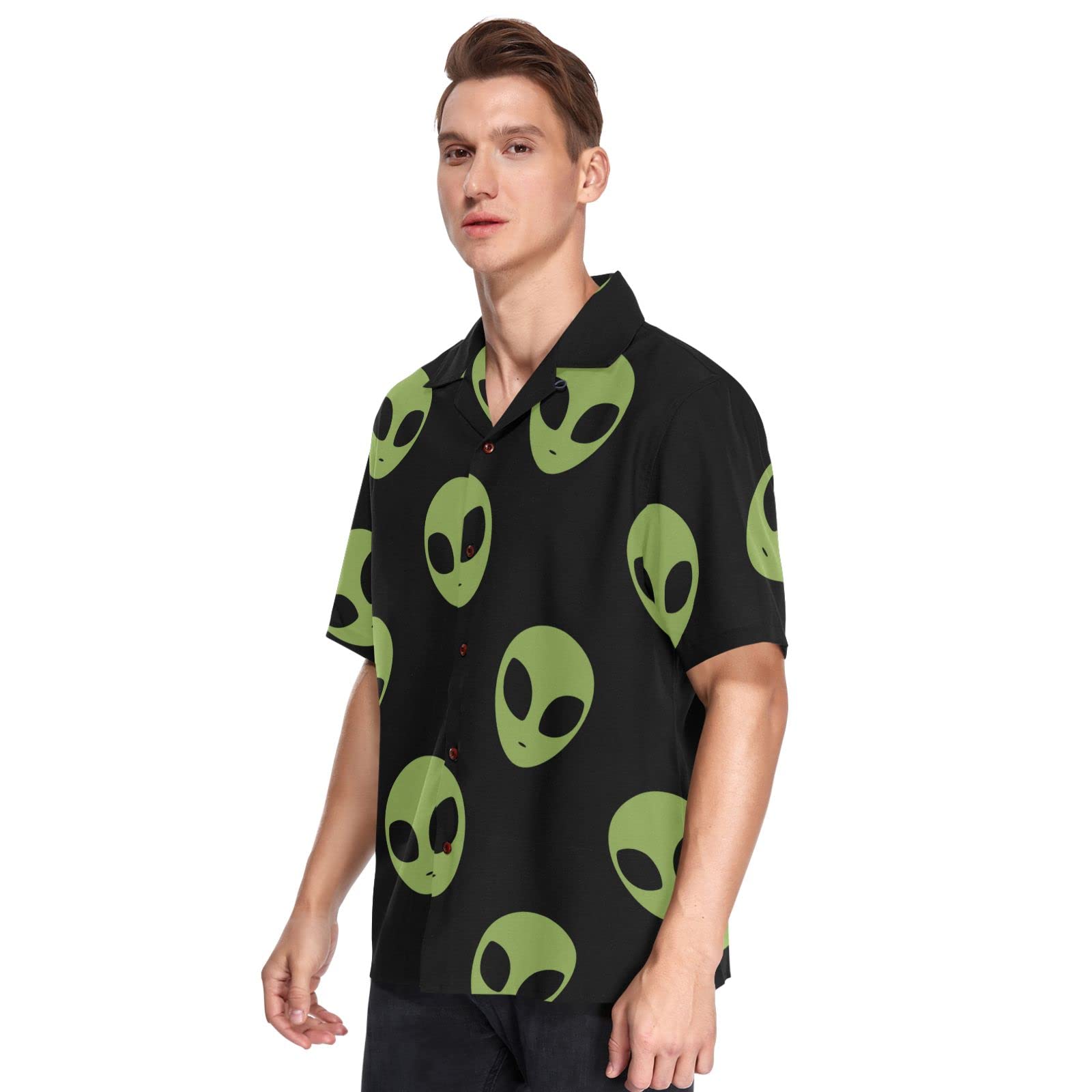 Star Wars Green Aliens Hawaiian Shirt for Men - Summer Casual Button Down Shirt with Fun Print | Perfect for Beach Vacation, Cosplay & Themed Parties