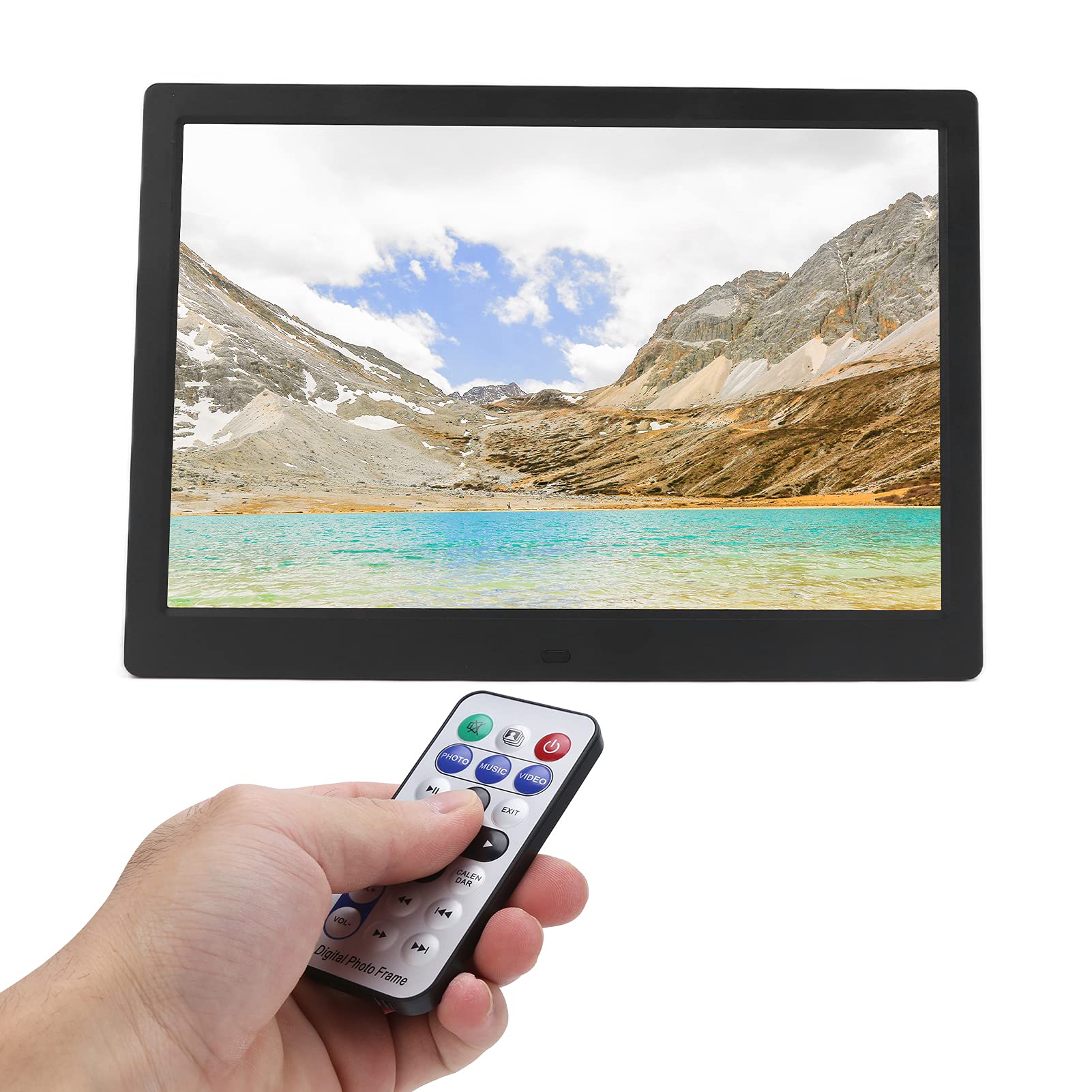 SNOQ 13 Inch HD Digital Picture Frame - 1280x800 Resolution, Remote Control & Body Buttons, MP3/MP4 Photo Display - Perfect Gift for Family & Friends (Home Decor, Office Display, Memory Sharing)