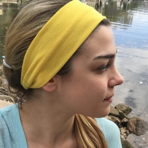 Yellow Yoga Headband for Women - Non-Slip Sweat Absorbent Workout Headband - Perfect for Yoga, Running, Gym & Fitness