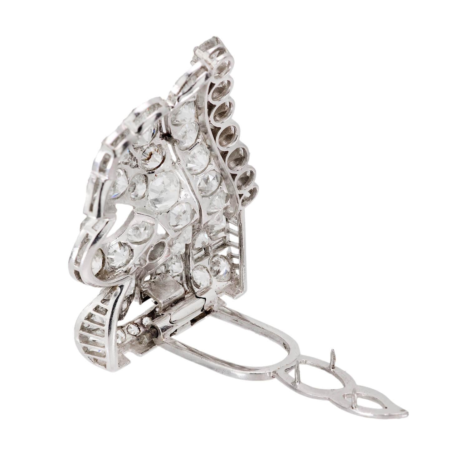 Vintage Edwardian Platinum Diamond Fur Clip Brooch - Antique Jewelry for Women - Perfect for Weddings, Galas & Special Occasions