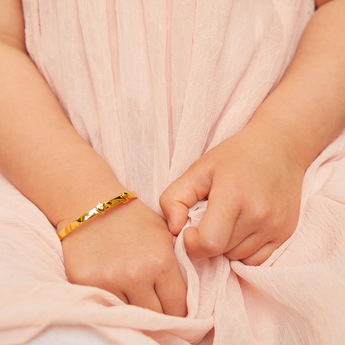 18K Gold Plated Diamond Heart Adjustable Baby Bangle - Baptism Jewelry, Christening Gift, Newborn Keepsake - Perfect for Baby Showers, Birthdays & First Communion Celebrations