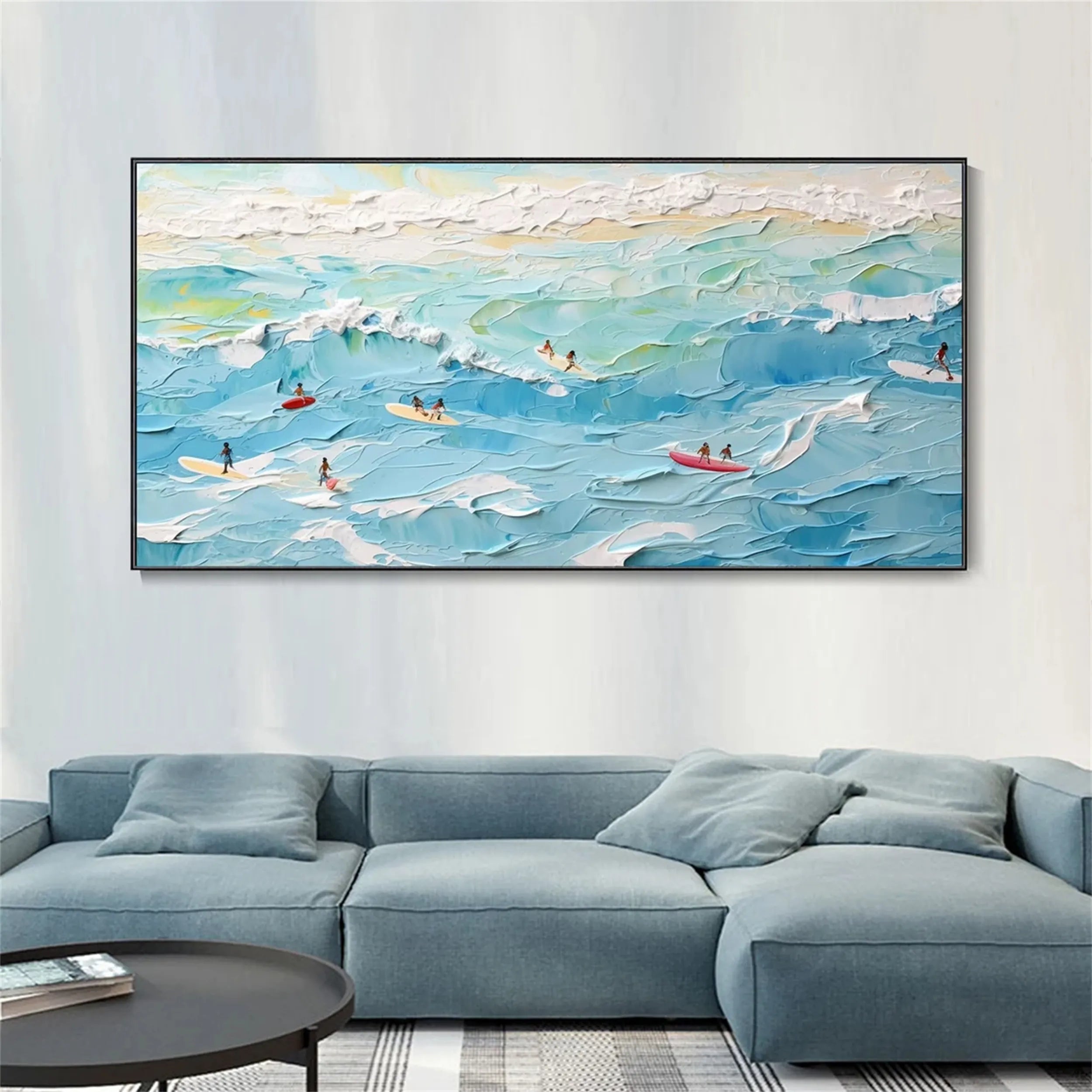 Seascape and Snowy Peak Landscape Painting - Premium Wall Art Decor #SP014 - Perfect for Living Room, Bedroom & Office