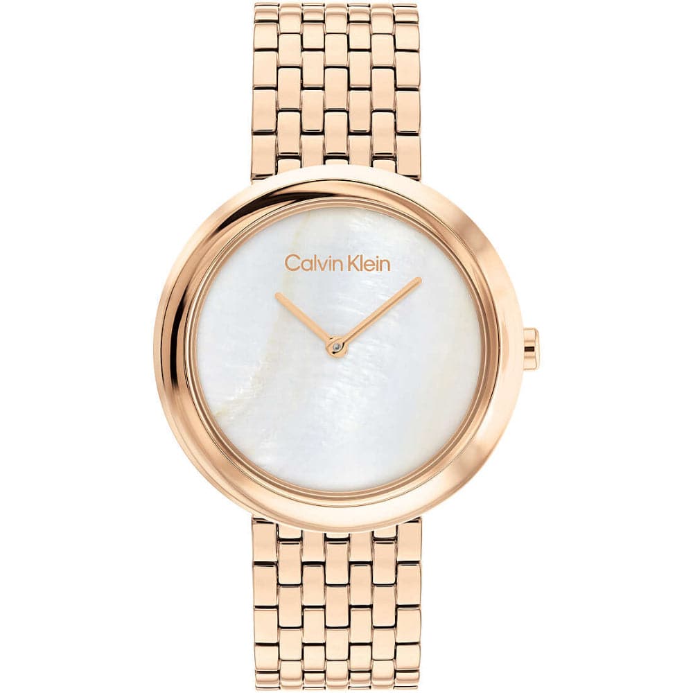 Calvin Klein Women's Watch with Silver Dial & Rose Gold Stainless Steel Strap - Model 25200322 | Elegant Fashion Accessory for Work, Parties & Everyday Wear