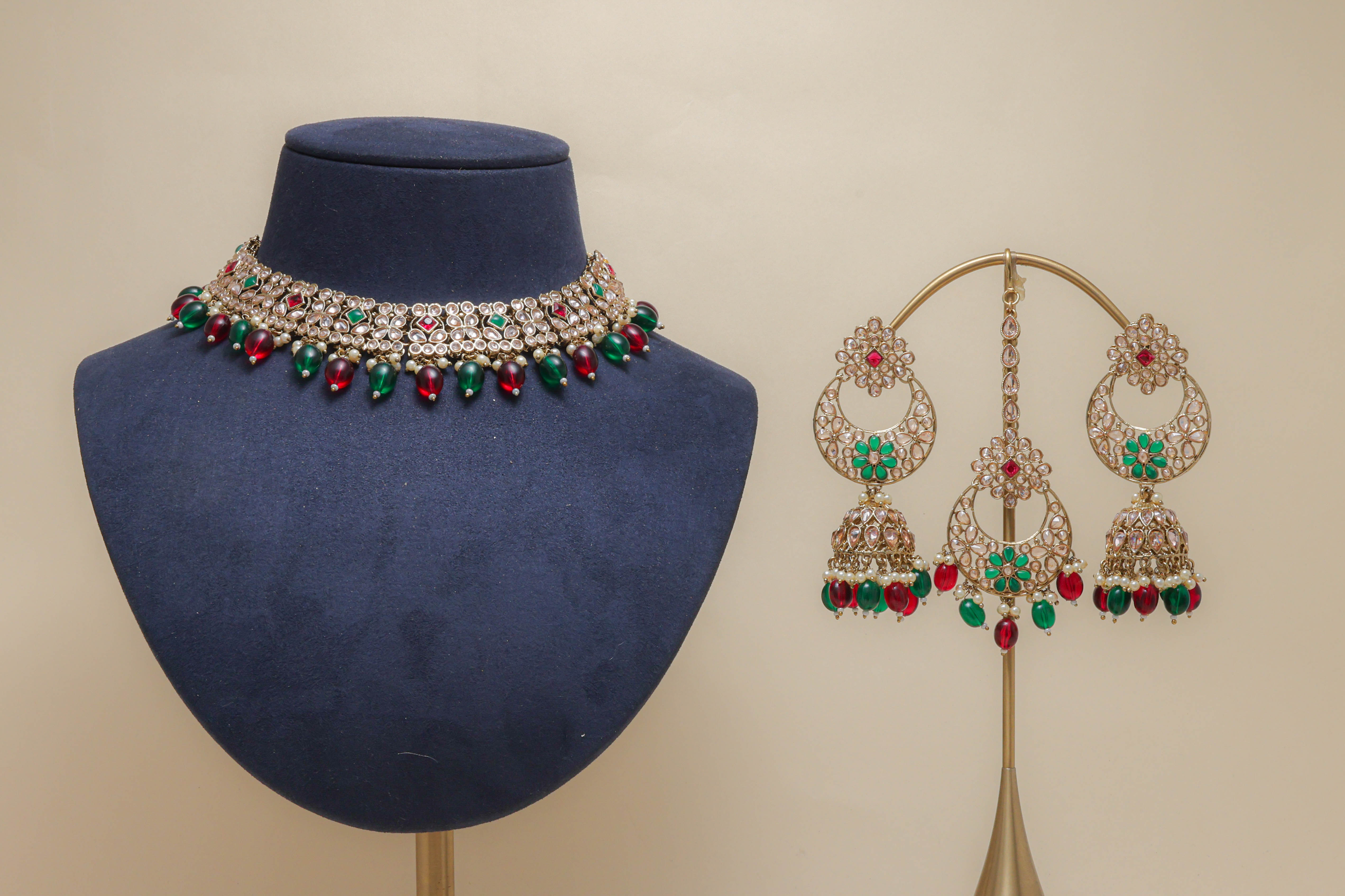 AMAIRA POLKI Full Set Jewelry - Traditional Indian Kundan Necklace, Earrings & Bracelet Set for Women | Perfect for Weddings, Parties & Festive Occasions
