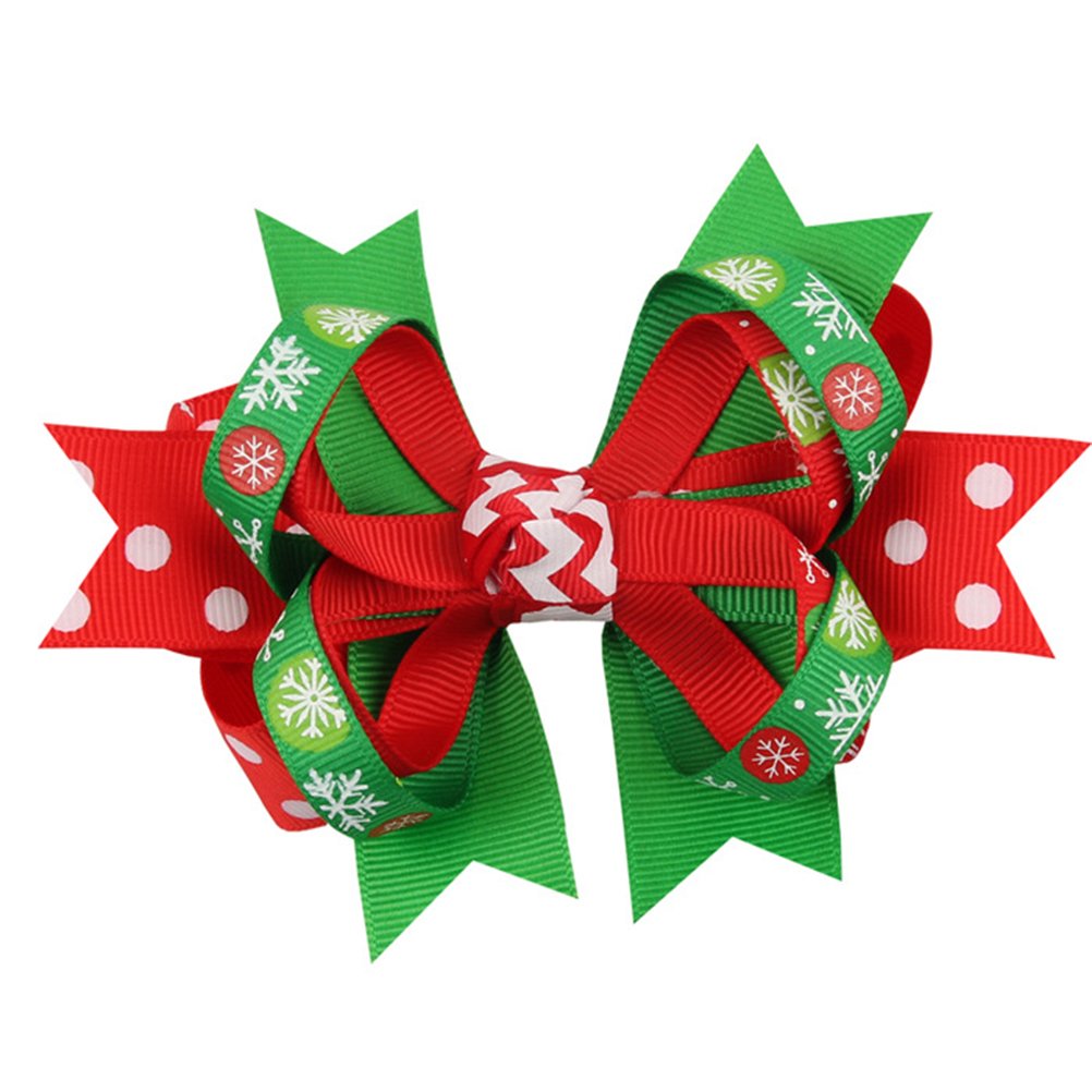 Christmas Hair Bows for Kids - Grosgribbon Hair Clips for Holiday & Party Accessories