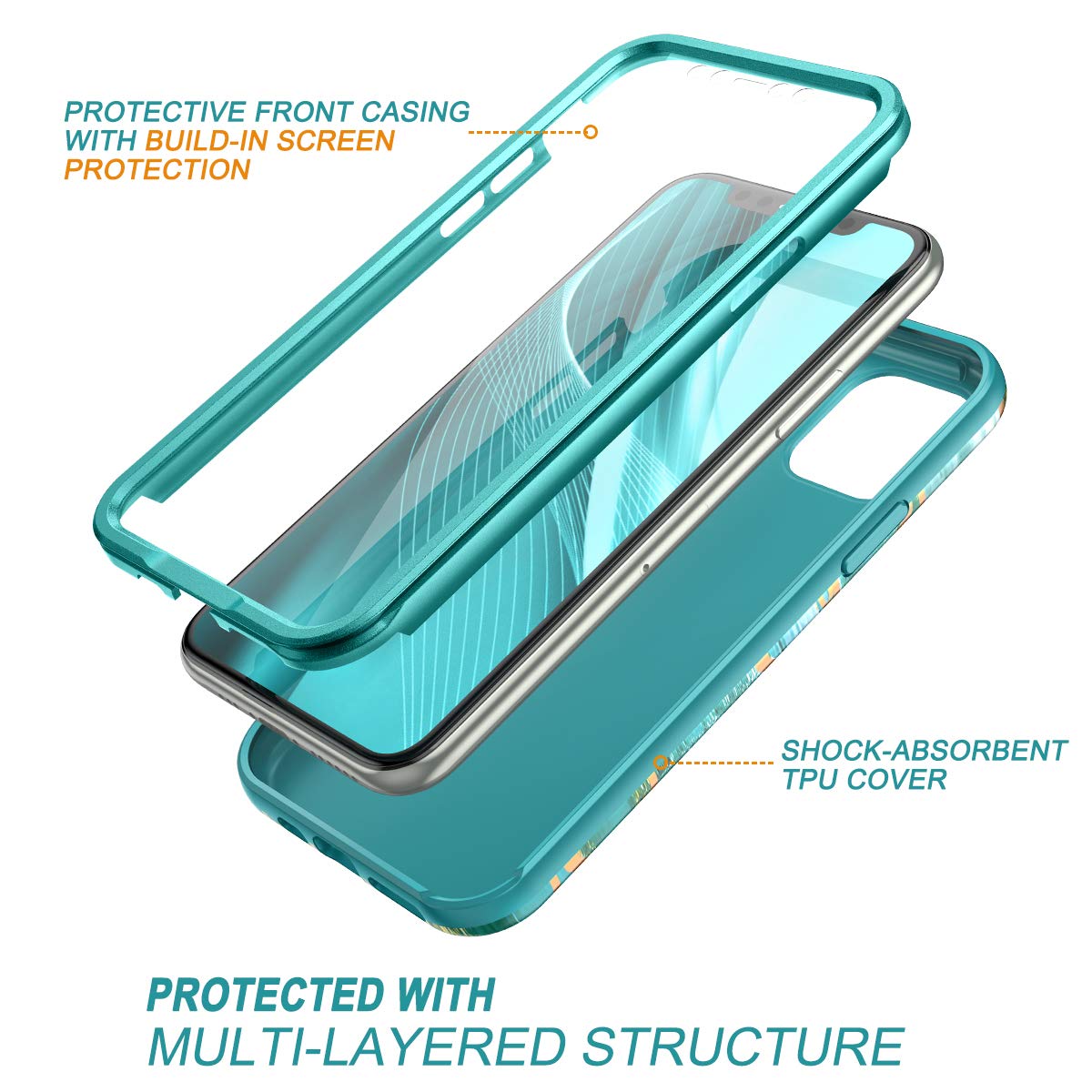 SURITCH iPhone 11 Pro Max Case with Built-in Screen Protector - Gold Mandala Floral Design, Soft Silicone Shockproof TPU Bumper Cover, Full Body Protection for iPhone 11 Pro Max 6.5