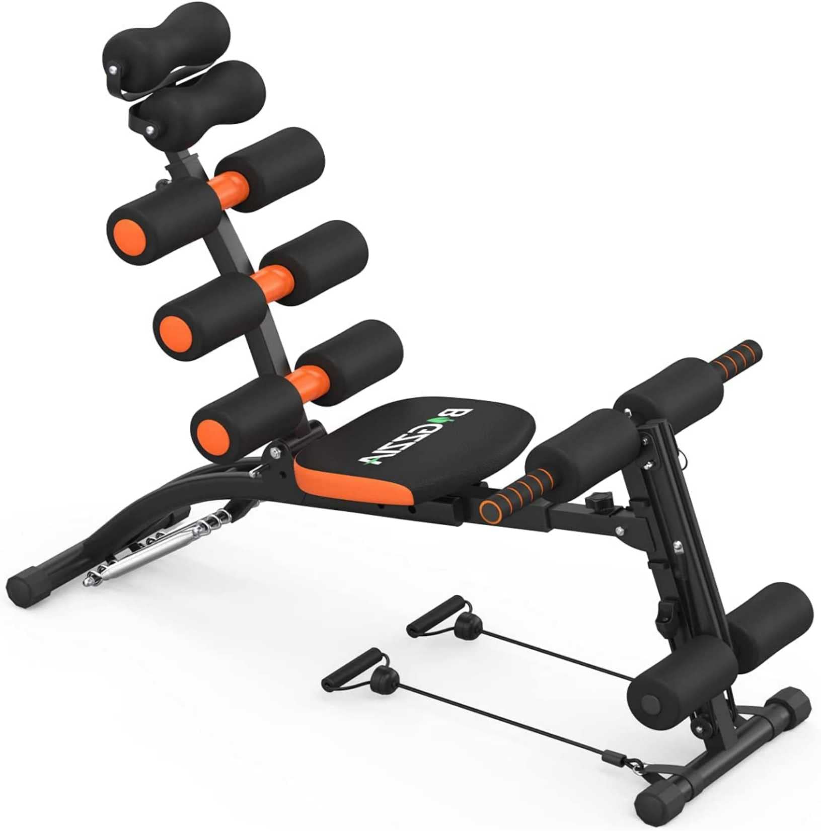 Bigzzia Adjustable Abdominal Trainer Chair - Core & Abs Workout Machine with Foam Roller, Ergonomic Handles - Home Gym Equipment for Crunches & Strength Training - Perfect for Home Fitness & Office Workout Breaks