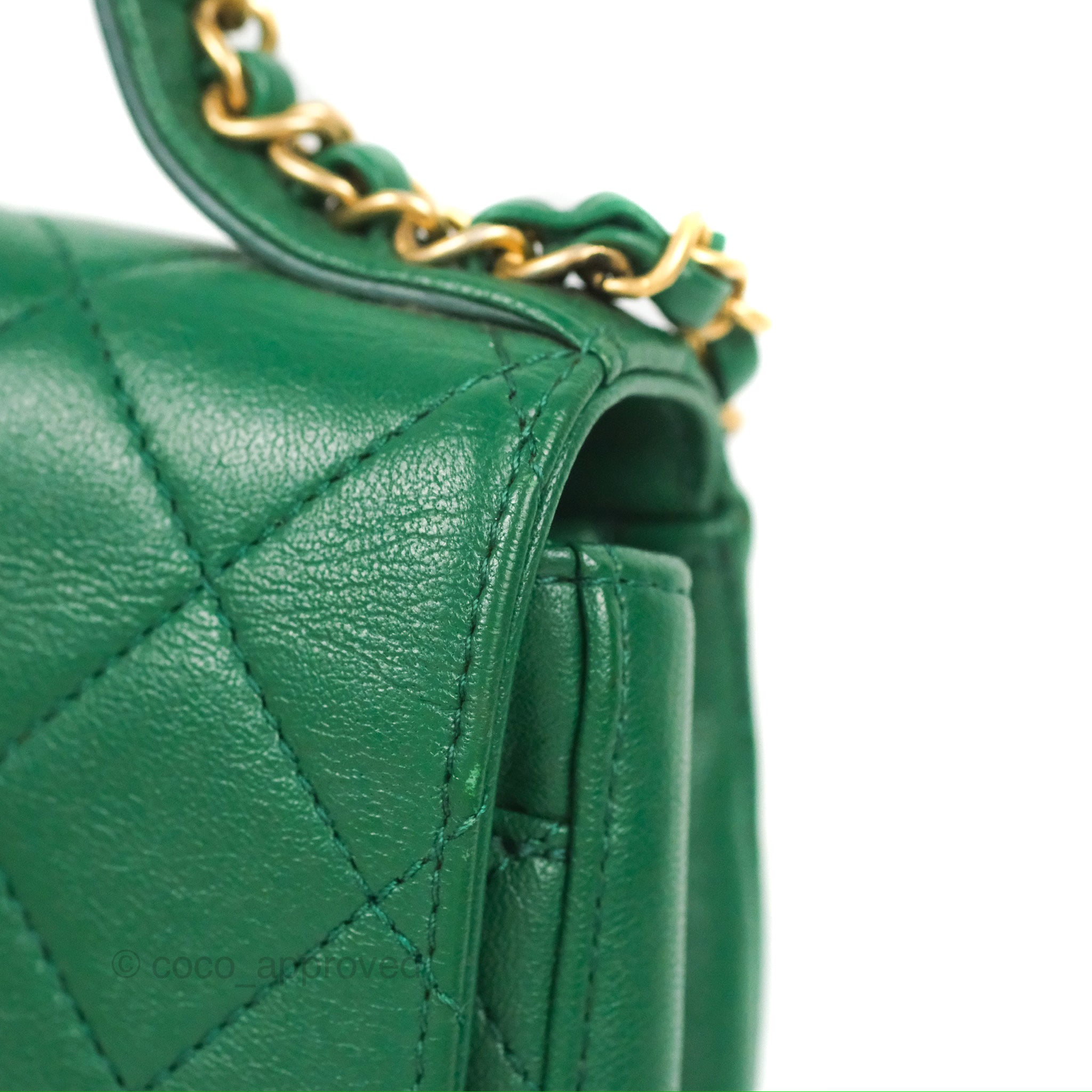 Chanel Chain Infinity Top Handle Bag - Green Lambskin Leather with Aged Gold Hardware - Luxury Crossbody Shoulder Bag for Women, Perfect for Parties, Weddings & Evening Events