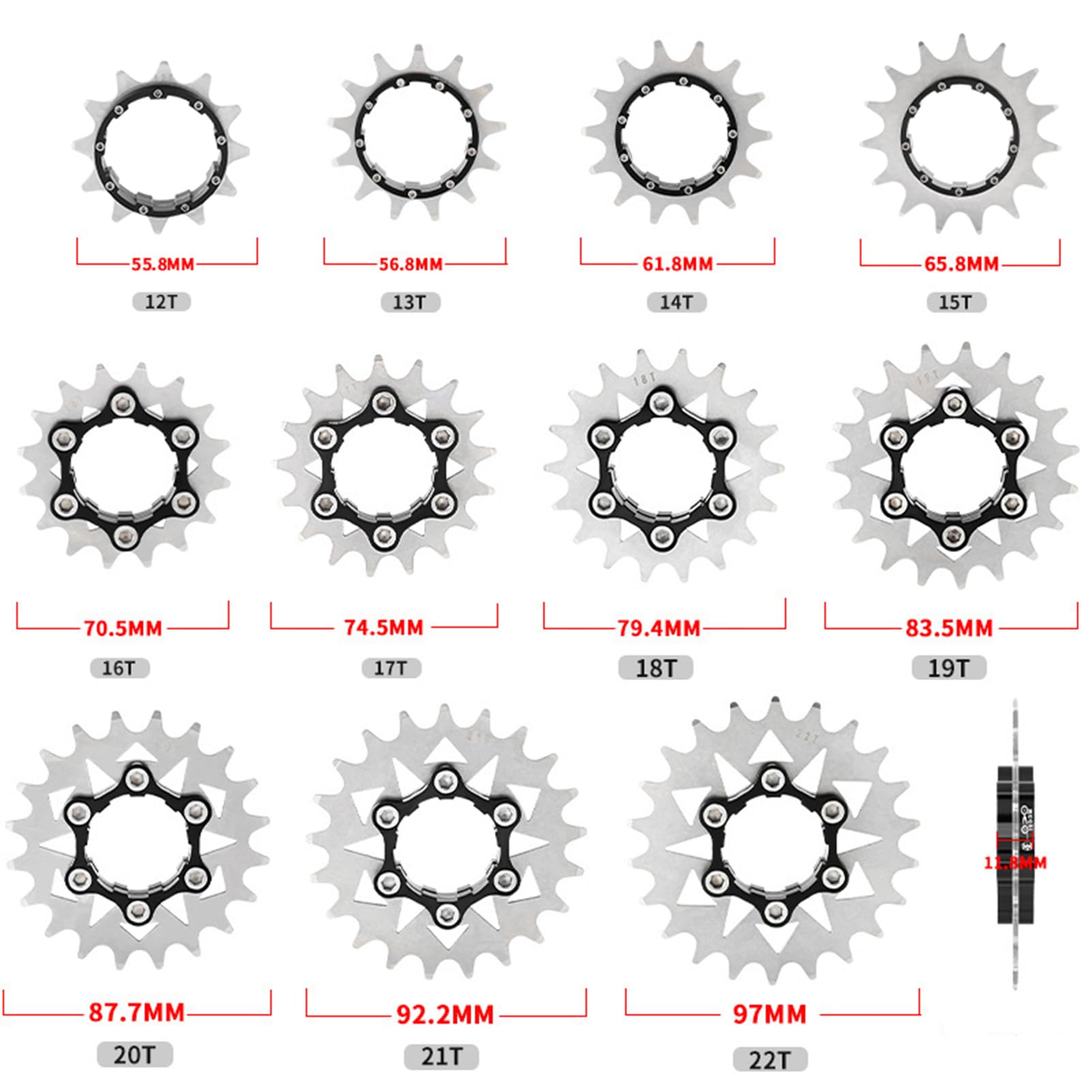 Single Speed Bike Conversion Kit - 12T to 22T Cassette with Spacers for Road & Fixie Bikes | Perfect for Urban Commuting & Track Cycling