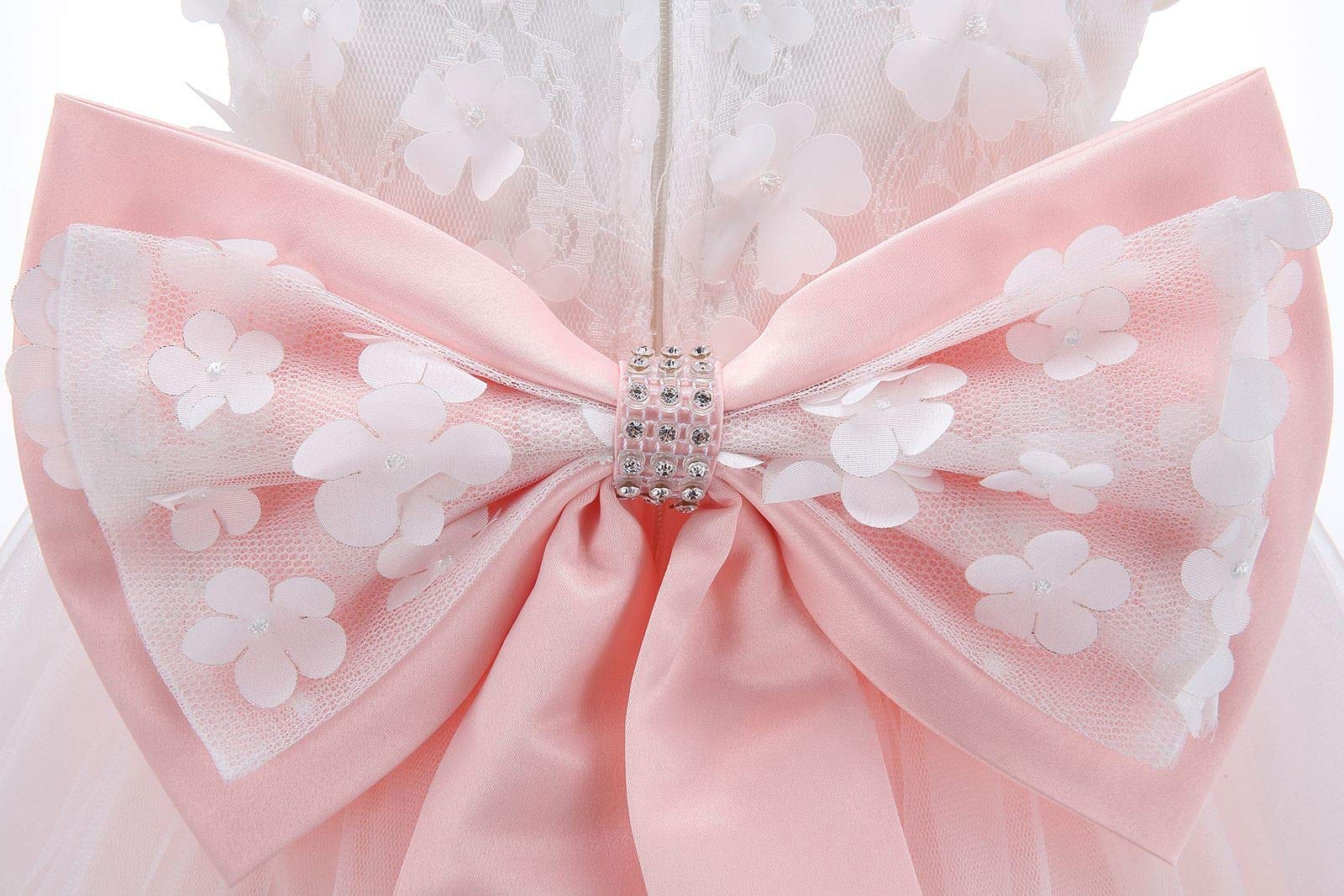 Bow Dream Baby Flower Girl Dress with Headband Applique - Elegant Lace Birthday & Wedding Party Outfit for Infants & Toddlers | Perfect for Christenings, Pageants & Special Occasions