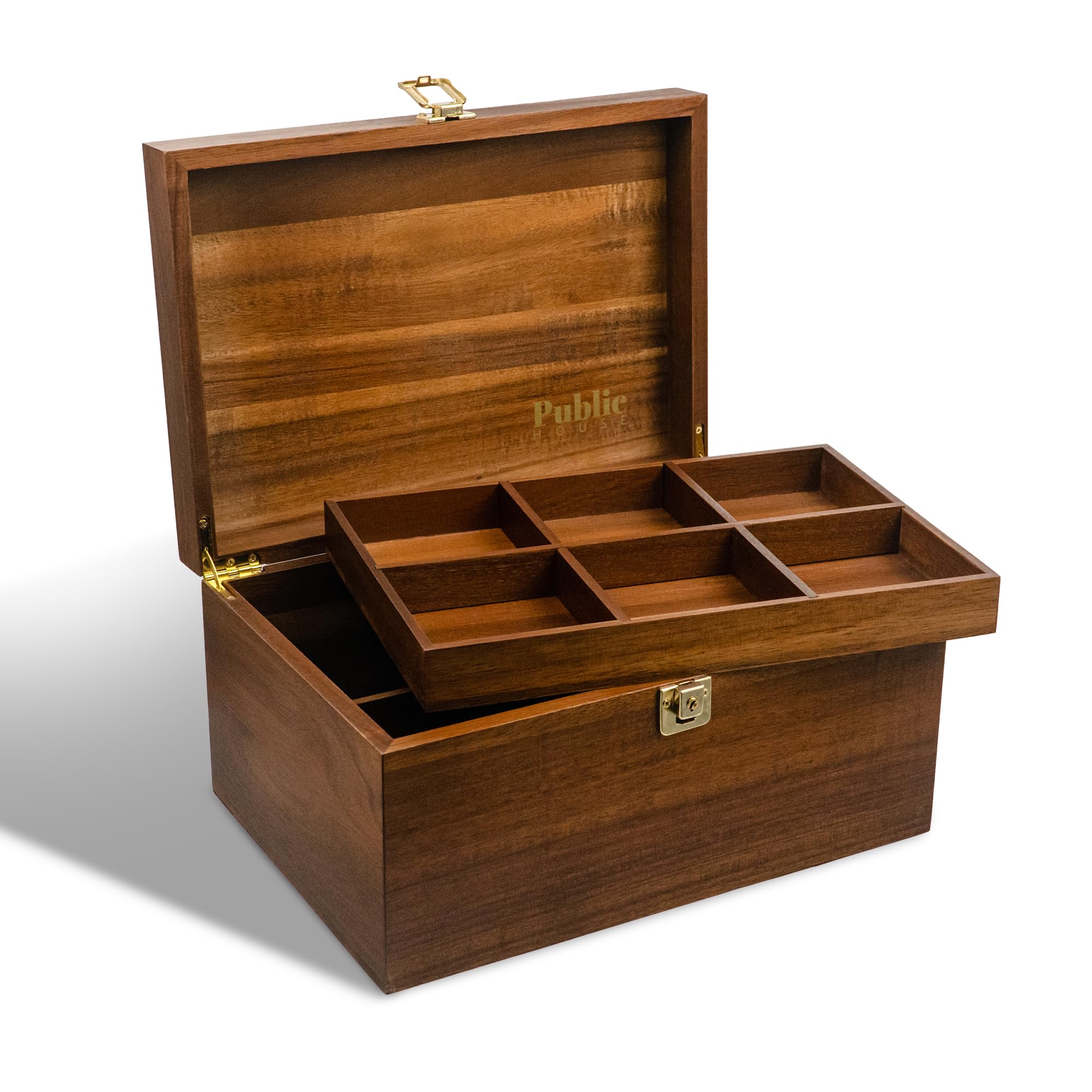 Personalized Wooden Keepsake Box with Adjustable Tray & Divider - Large Hinged Lid Memory Box for Wedding Gifts, Jewelry Storage & Home Decor