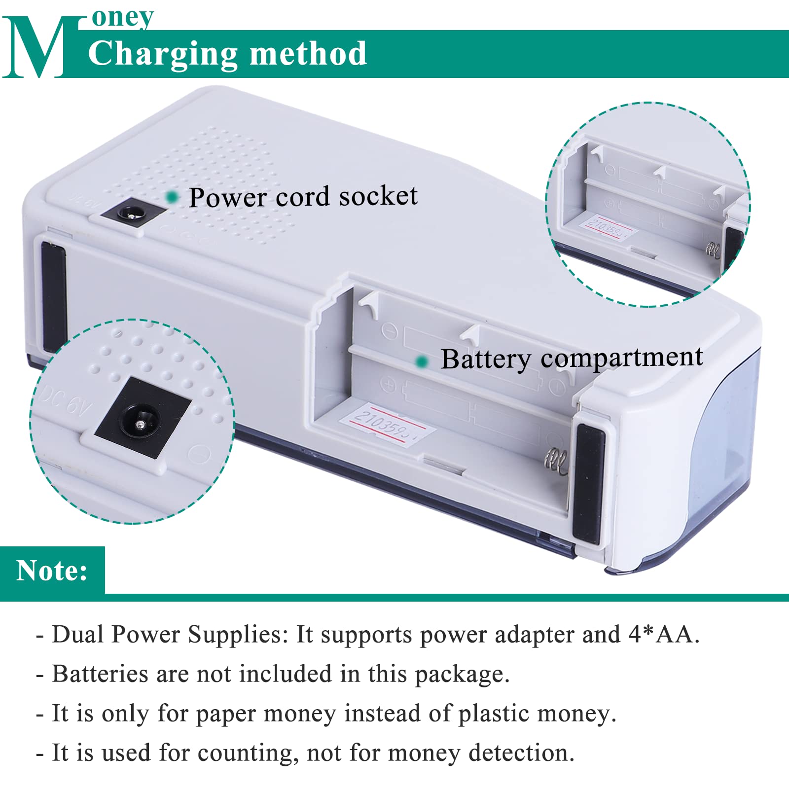 Portable Money Counter Machine - Mini Bill Counter for Cash Counting | Fast & Accurate Currency Counting | Perfect for Banks, Retail Stores & Small Businesses