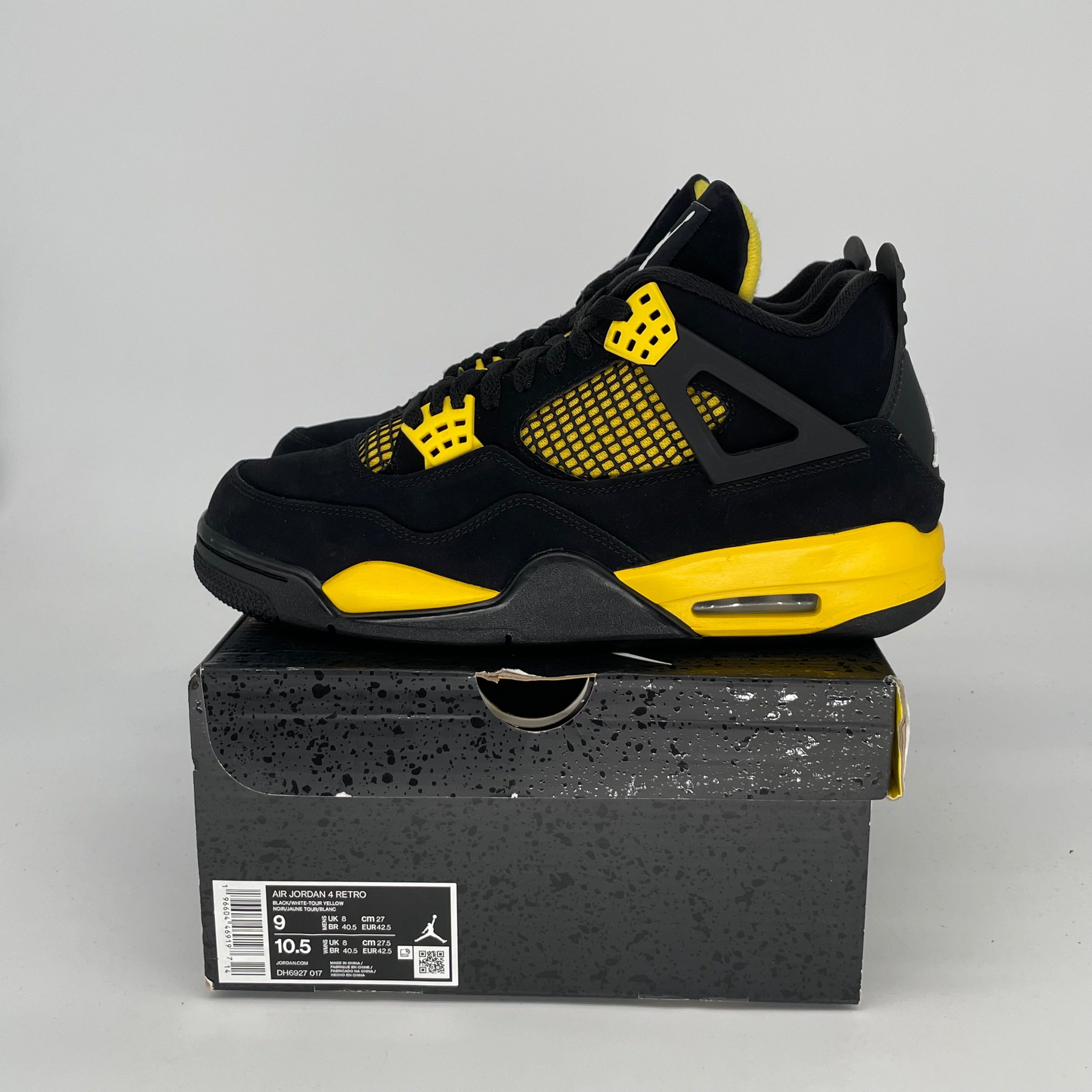 AIR JORDAN 4 THUNDER Retro Sneakers - Men's Size 9/Women's Size 10.5 - Style Code DH6927-017 - Perfect for Basketball, Streetwear & Sneaker Collection