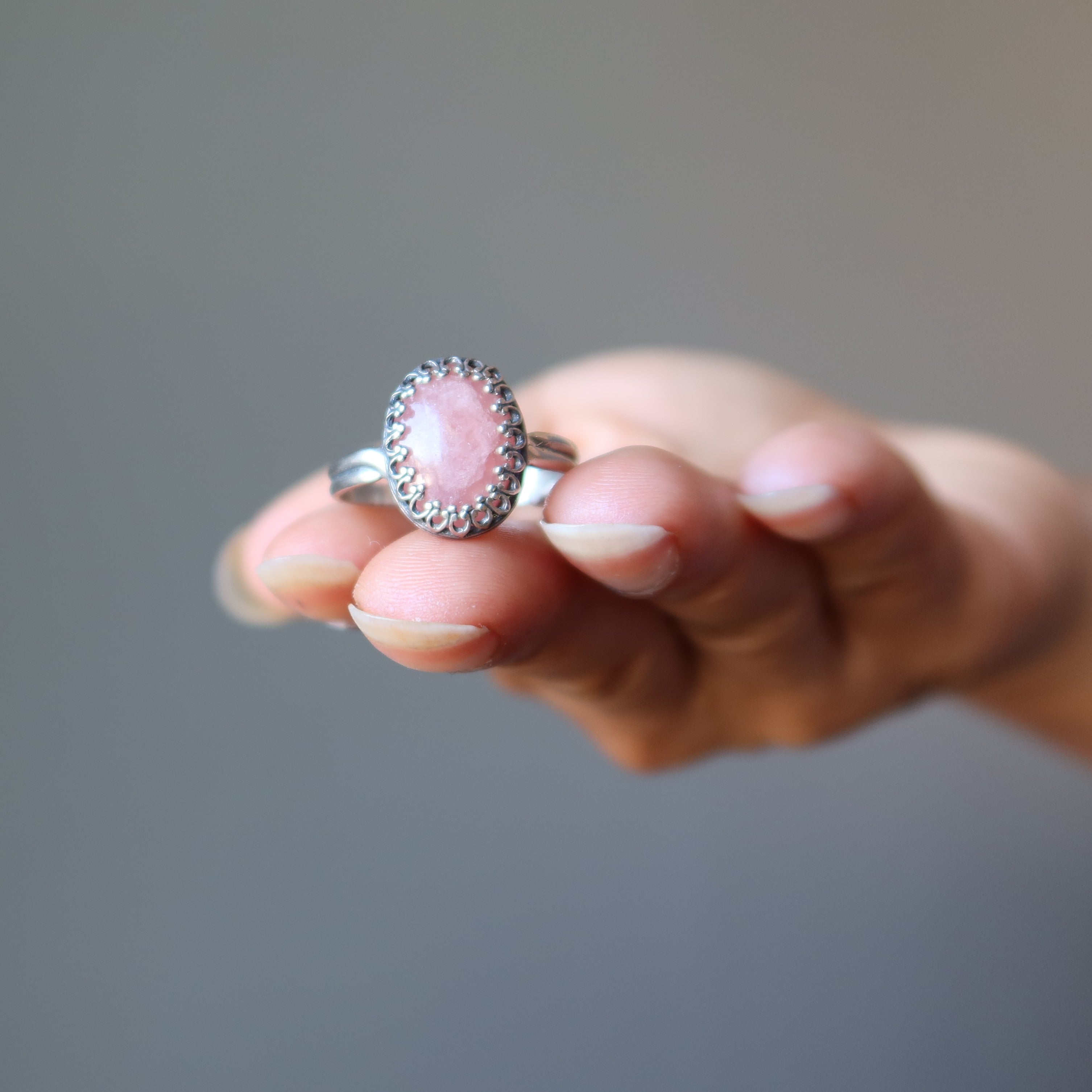 Rhodochrosite Ring - Venus Gem Sterling Silver Adjustable Size for Women | Elegant Healing Crystal Jewelry for Meditation, Gifts & Spiritual Energy