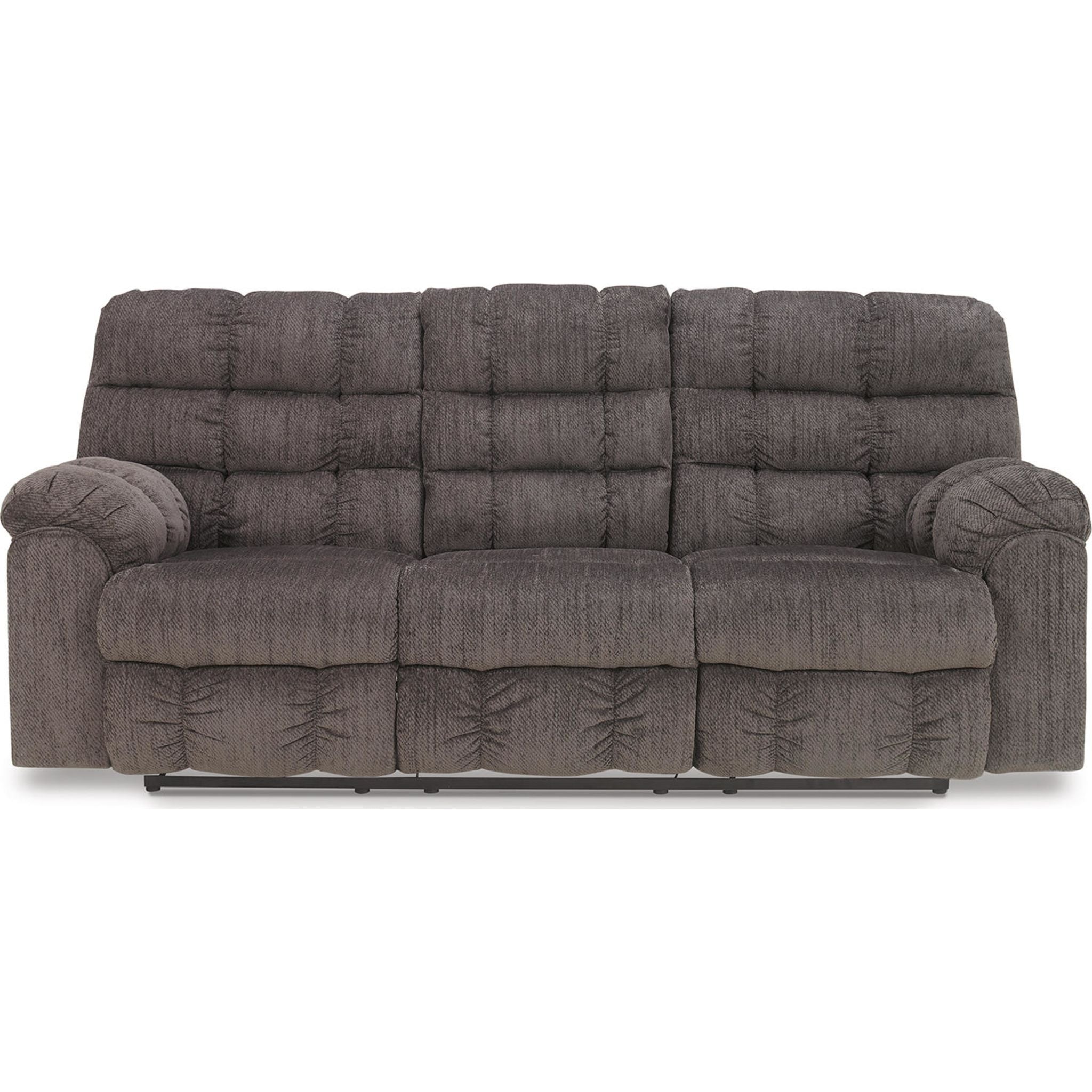 Acieona Dual Reclining Sofa with Drop Down Table in Slate Gray - Perfect for Living Room, Home Theater, and Family Gatherings