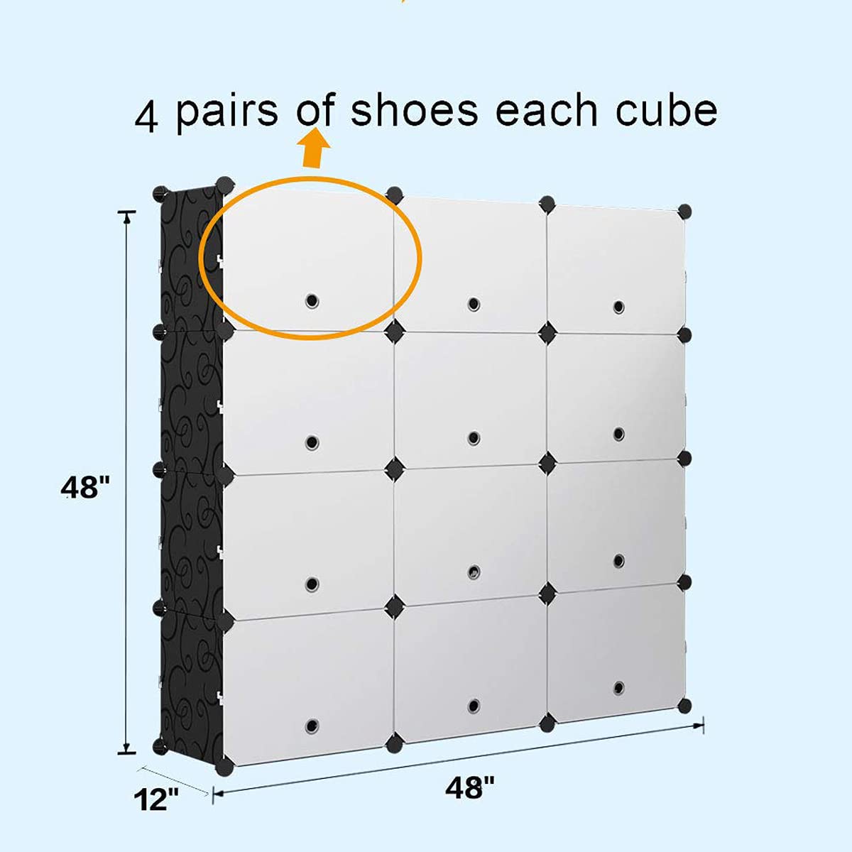 KOUSI 96 Pair Expandable Shoe Rack Organizer - 12 Tier Tower Shelf Storage Cabinet for Heels, Boots & Slippers | Space Saving Closet & Entryway Shoe Storage Solution