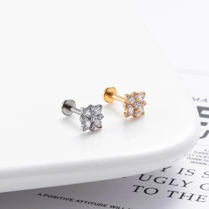 16G Cartilage Titanium Earrings - Hypoallergenic Windmill Flower Stud Earrings for Women | HSPJ545 | Perfect for Daily Wear, Parties & Special Occasions