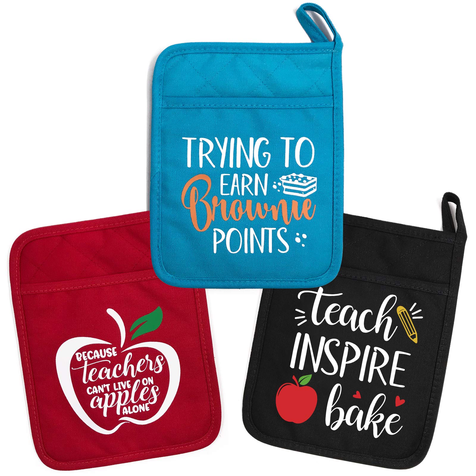 Funny Teacher Potholders - Heat Resistant Oven Mitt with Pocket - Great for Appreciation Gifts & Christmas