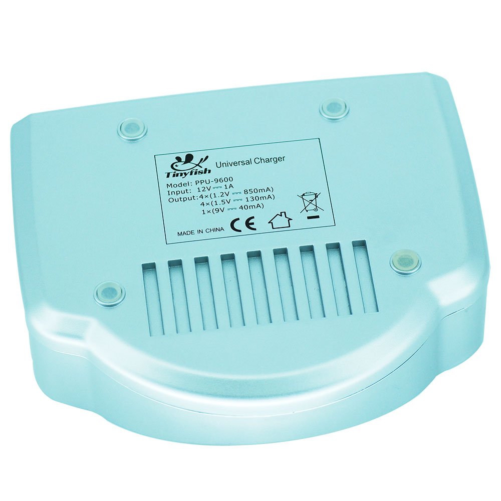 Universal Battery Charger for AA AAA C D 9V - NiMH NiCd Alkaline Rechargeable Batteries Fast Charger with Discharge Function - Perfect for Home, Office, Toys, Flashlights & Electronics (PPU9600, Batteries Not Included)
