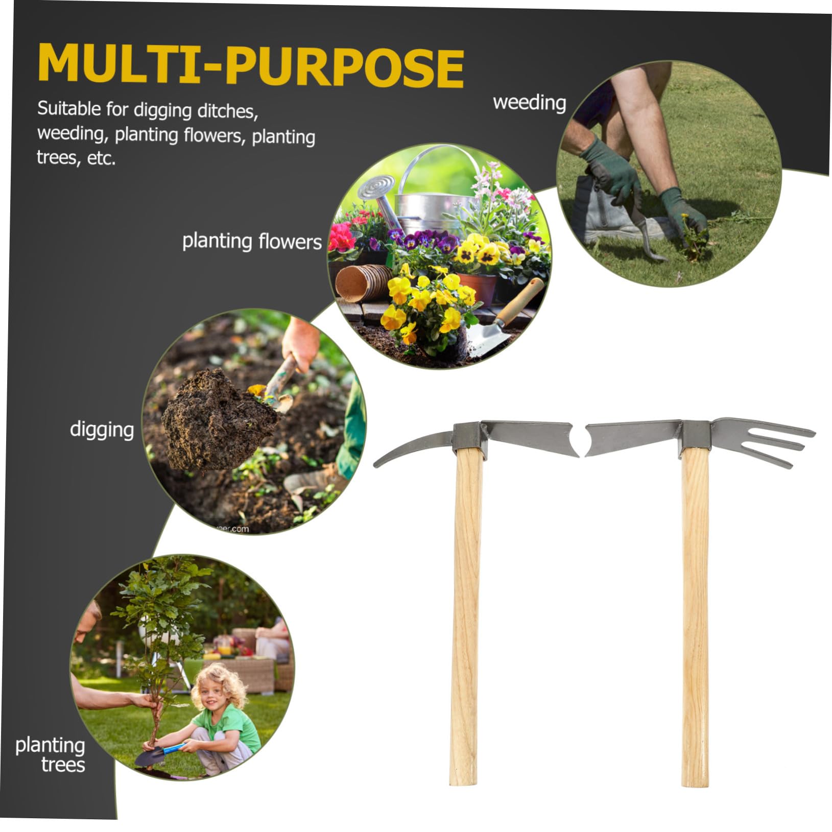 2 Pack Heavy Duty Garden Hoes - Ergonomic Handle Weeding & Soil Cultivation Tools for Outdoor Gardening, Landscaping, and Yard Work