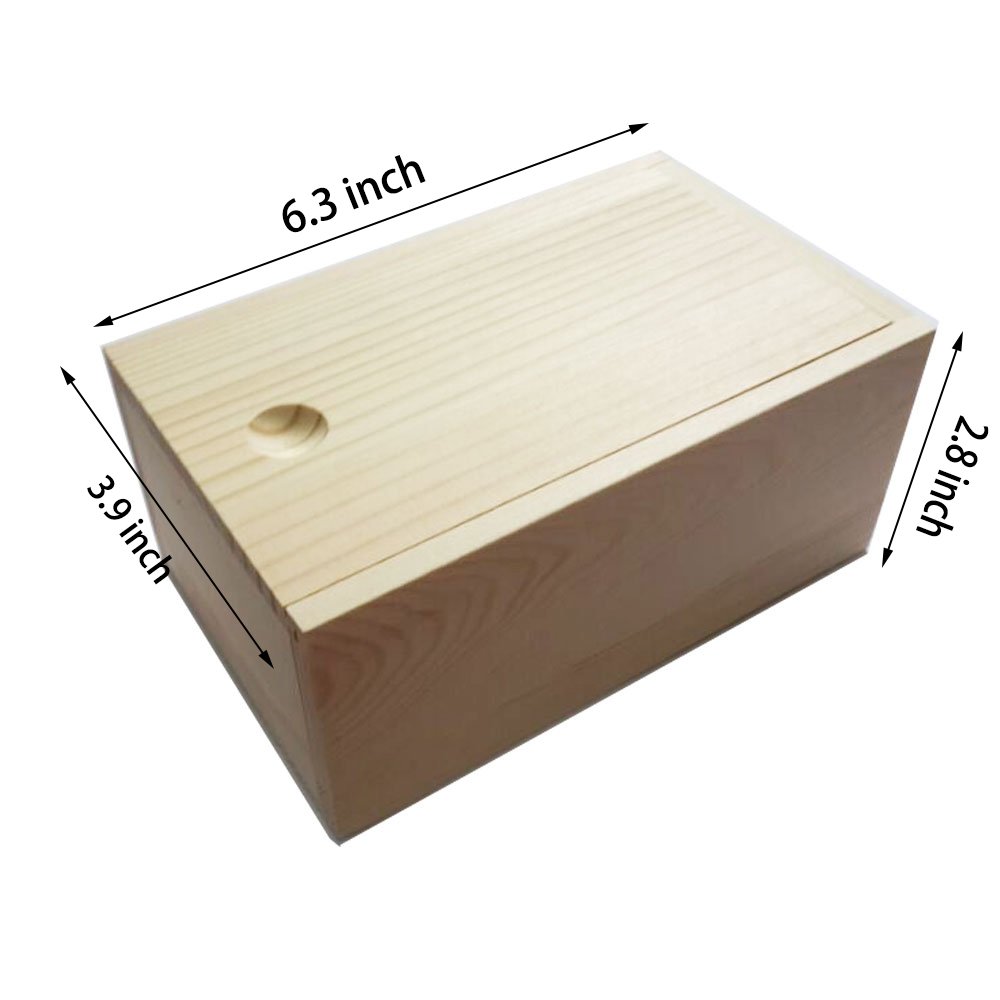 Unfinished Wooden Storage Box with Sliding Lid - Handmade Rustic Organizer for Home, Office & Craft Supplies | Perfect for Jewelry, Keepsakes & DIY Projects