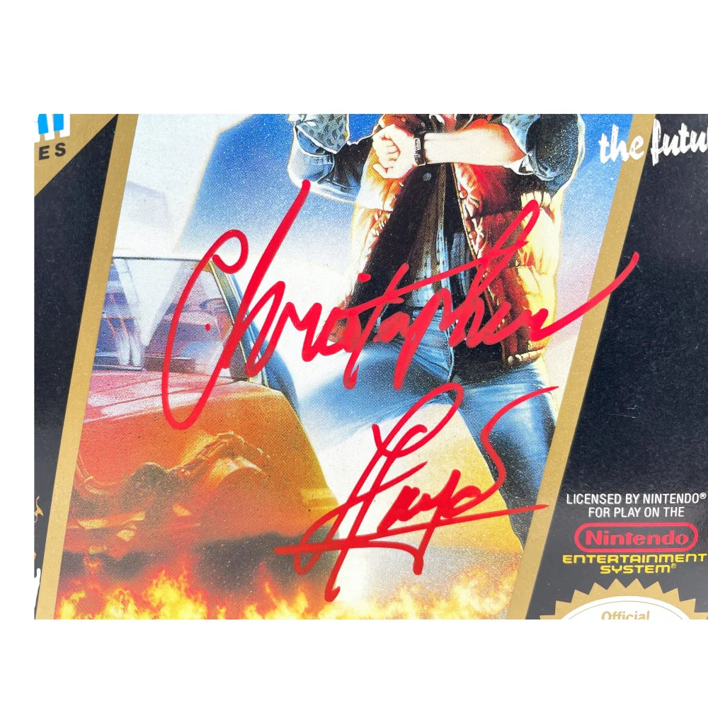 Christopher Lloyd Autographed Back to the Future Nintendo NES Video Game Box with JSA COA - Perfect for Movie Memorabilia Collectors and Retro Gaming Enthusiasts