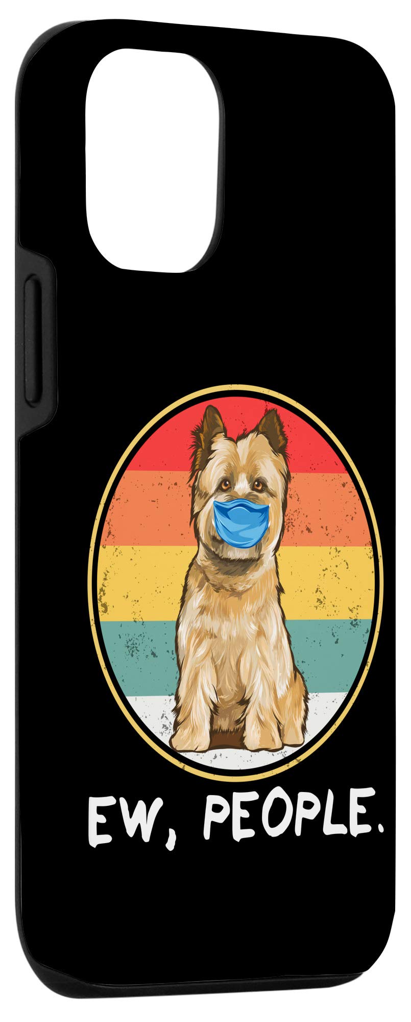 Vintage iPhone 12/12 Pro Case with Cute Cairn Terrier Dog Wearing Face Mask - Trendy Protective Cover for Everyday Use, Travel & Work
