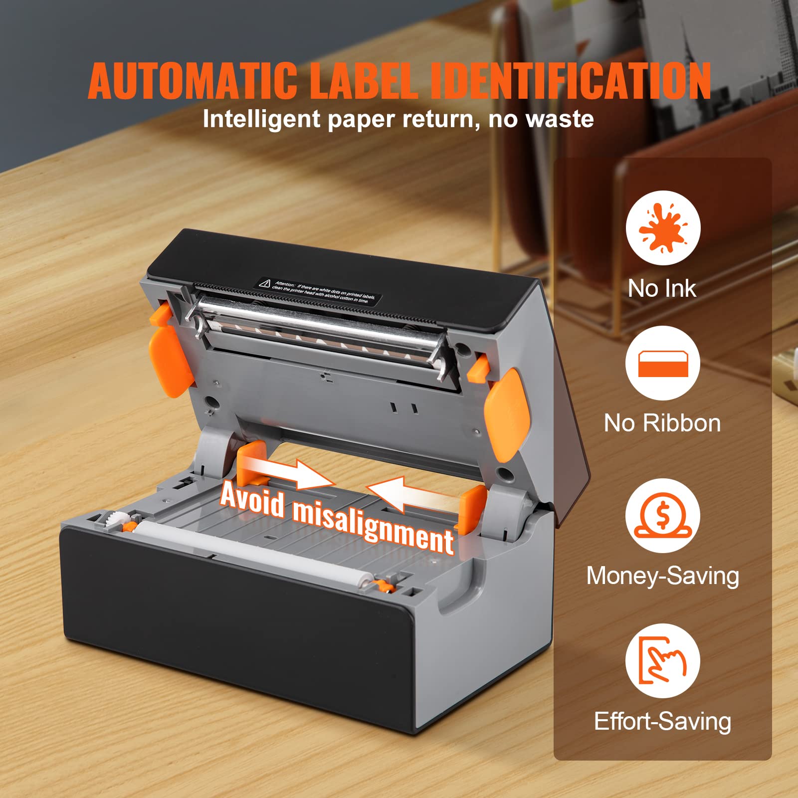 VEVOR 4x6 HD 300DPI Thermal Label Printer for Shipping & Barcodes - Auto Label Detection, USB & Wireless, Works with Windows/Mac/Linux/Chromebook - Perfect for Amazon FBA, eBay, Shopify, Etsy, USPS, UPS, FedEx - Home Office & Small Business Packaging Solution