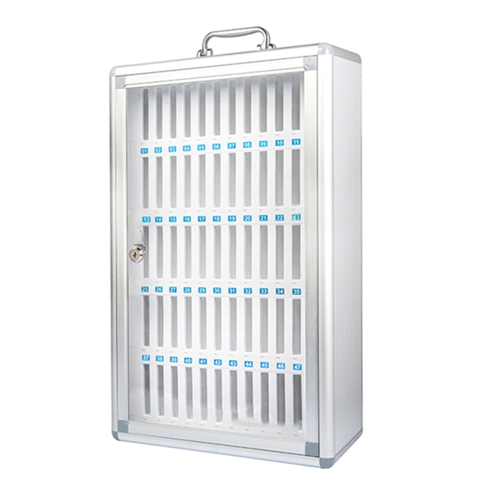 60-Slot Aluminum Alloy Wall Mount Phone Storage Cabinet - Durable Cell Phone Holder & Locker Organizer for Schools, Businesses, Offices & Retail Stores - Perfect for Classroom Management, Employee Device Storage & Customer Phone Security