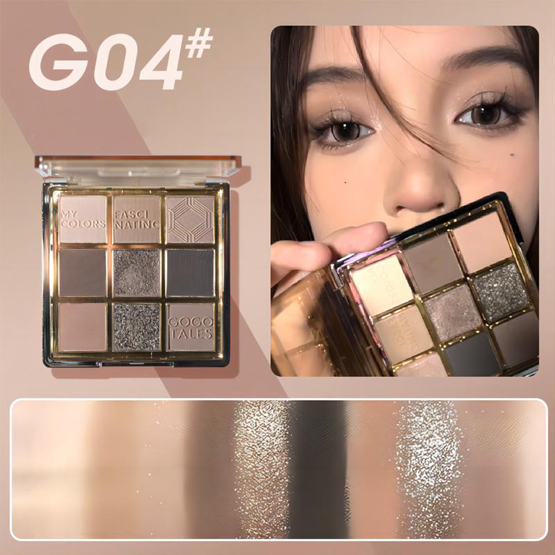 GOGOTALES Glass Nine Pan Eyeshadow Palette - High Pigment, Long Lasting Makeup for Day & Night Looks - Perfect for Parties, Weddings & Everyday Wear