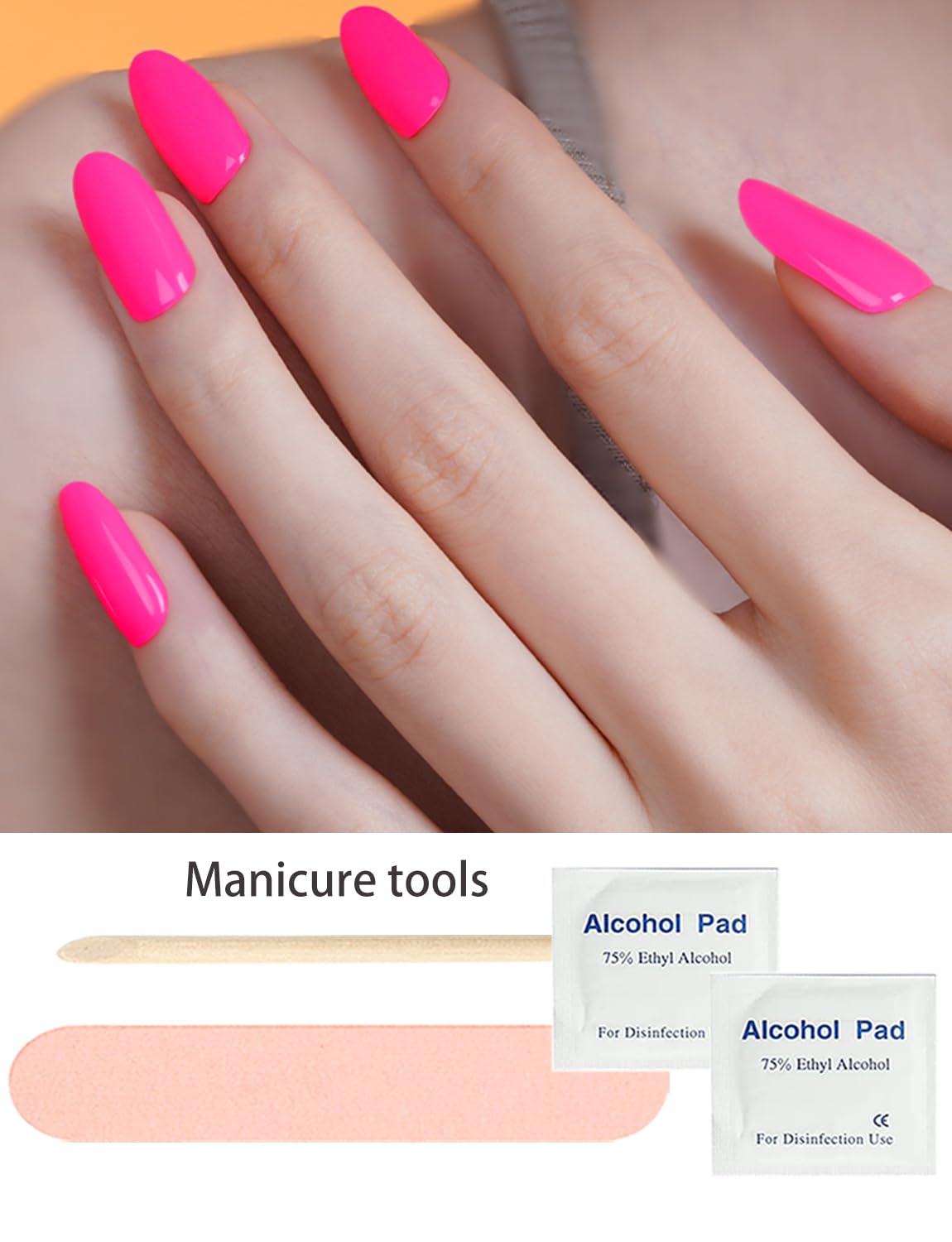 Semi Cured Gel Nail Strips - 20pcs Summer Neon Pink UV Gel Nail Wraps for DIY Home Manicure | Long Lasting Salon Quality Nail Stickers | Perfect for Parties, Weddings & Everyday Wear