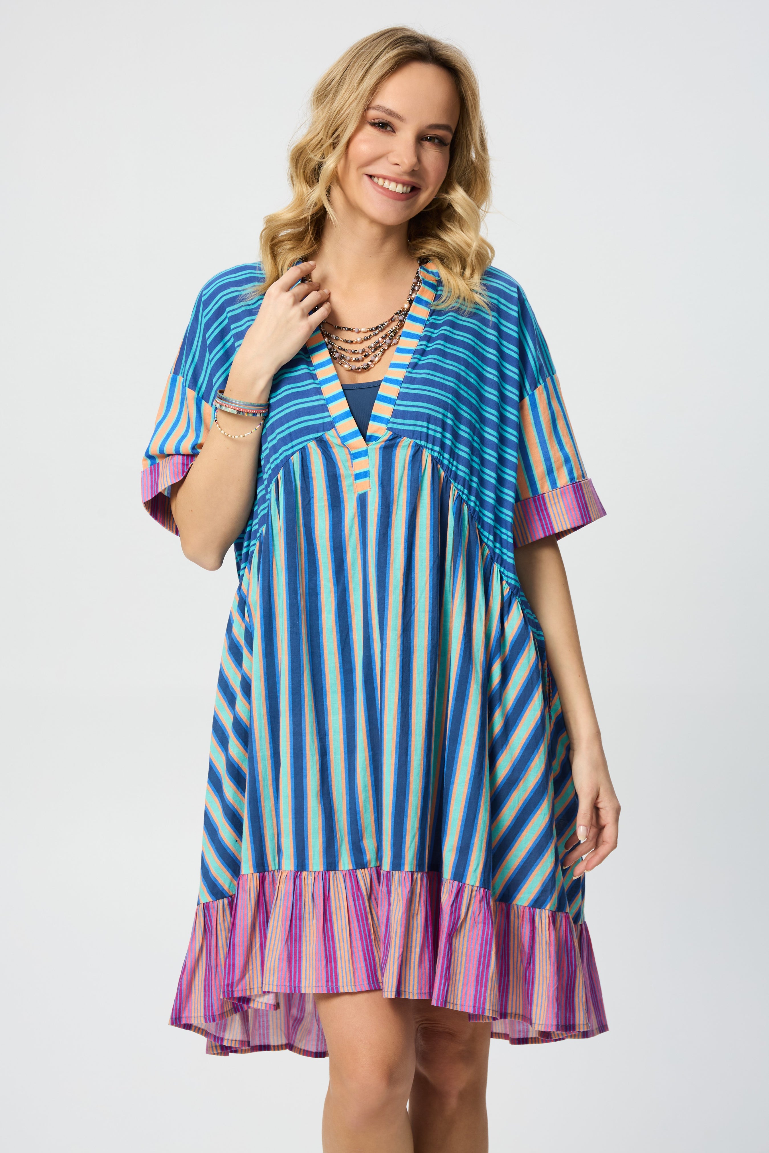 Stylish Bold Striped Cover Up Dress for Women - Perfect for Beach, Pool, and Summer Vacations