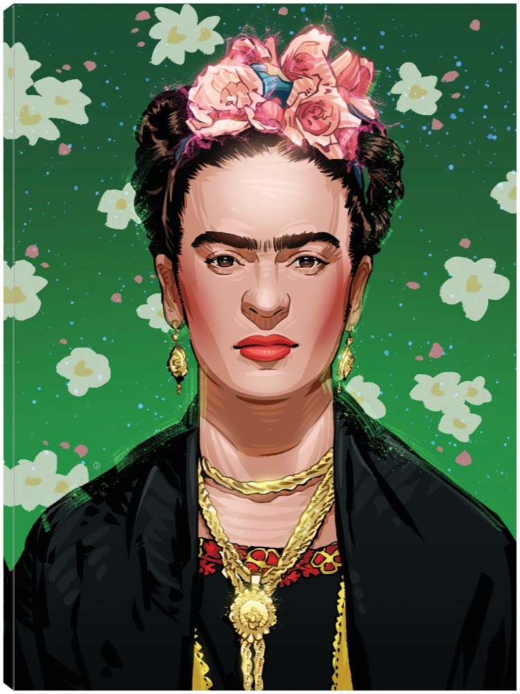 Frida Kahlo Canvas Wall Art - Hand Painted Fine Art Decor by Nikita Abkumov - 21x28 Inch Ready to Hang Painting for Living Room, Bedroom, Office & More - Perfect for Home Decor, Gifts & Art Lovers