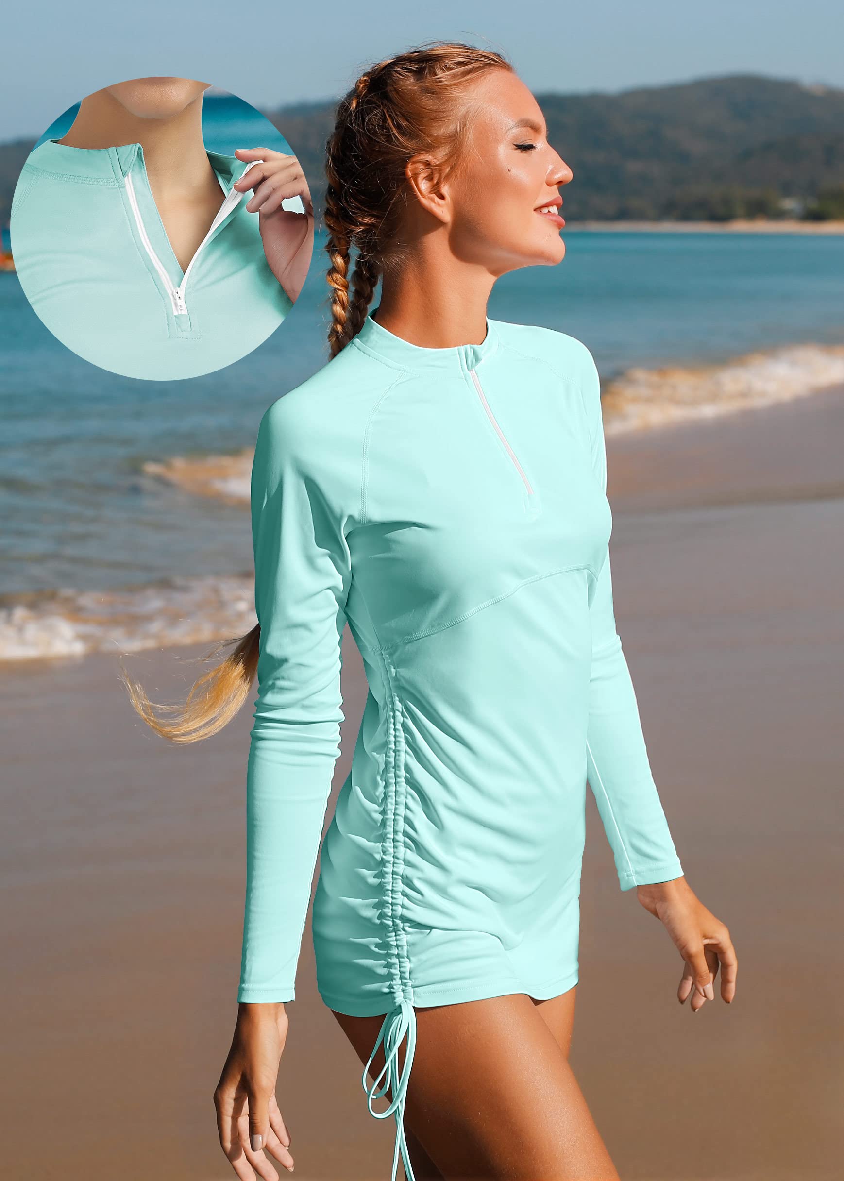 Ewedoos Women's UPF 50+ Sun Protection Rash Guard - Long Sleeve UV Swim Shirt with SPF for Swimming, Surfing & Outdoor Activities