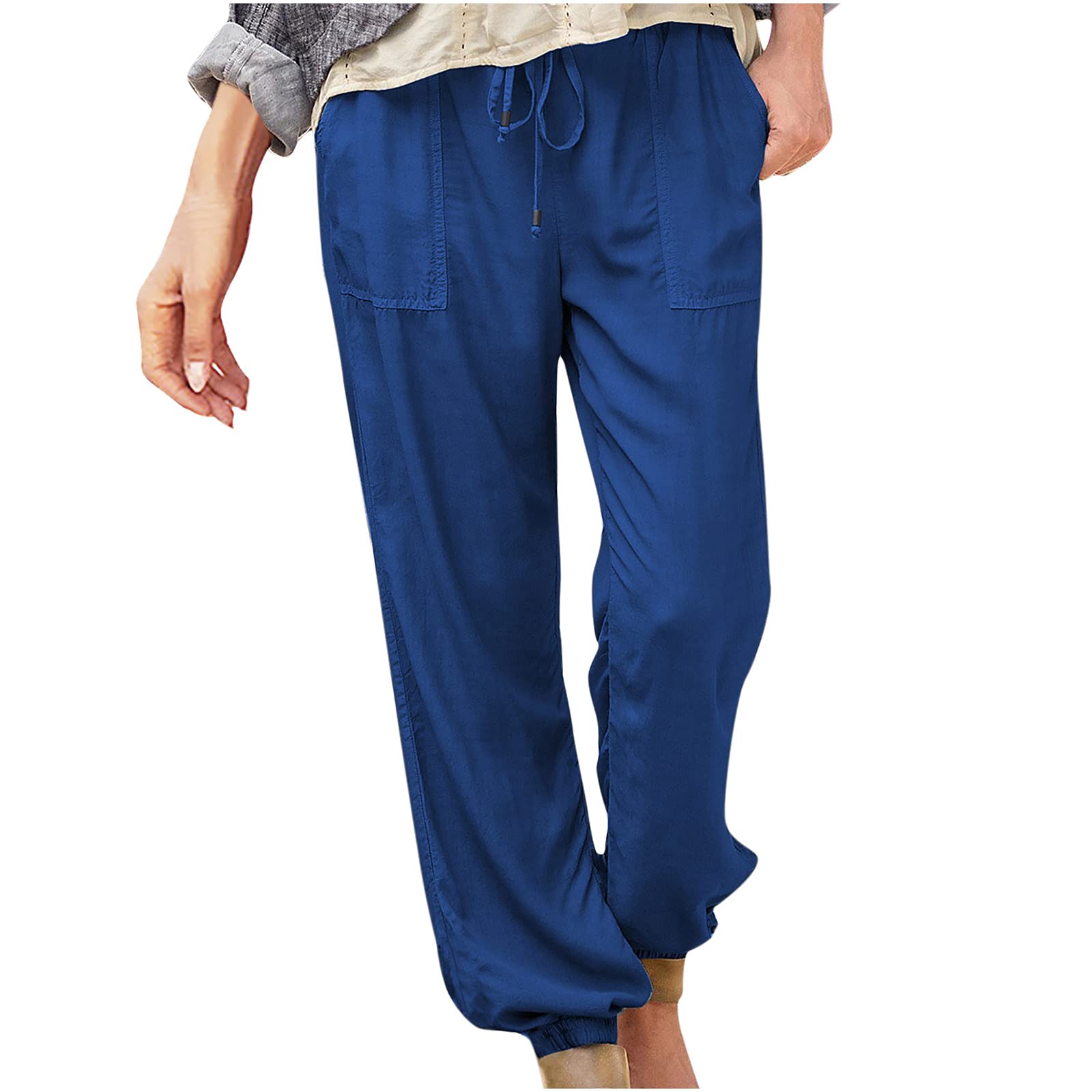 MIVAMIYA Women's Loose Harem Lounge Pants - Soft Comfy Jogger Sweatpants with Smocked Waist, Palazzo Casual Trousers for Yoga, Home, Travel & Relaxation