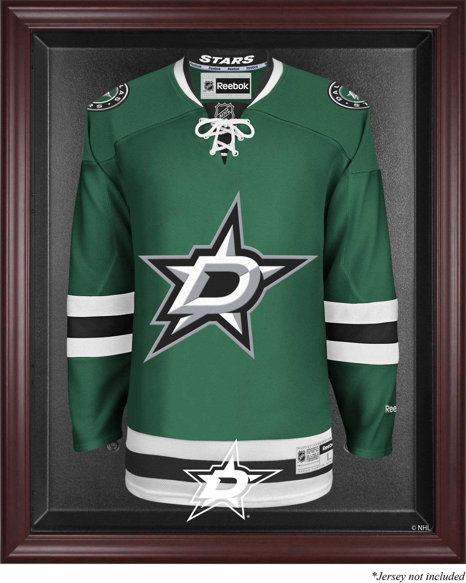 Dallas Stars Mahogany Hockey Jersey Display Case - Premium Wooden Jersey Shadow Box for Framing & Protection - Perfect for Man Cave, Sports Bar, or Fan Collection Display