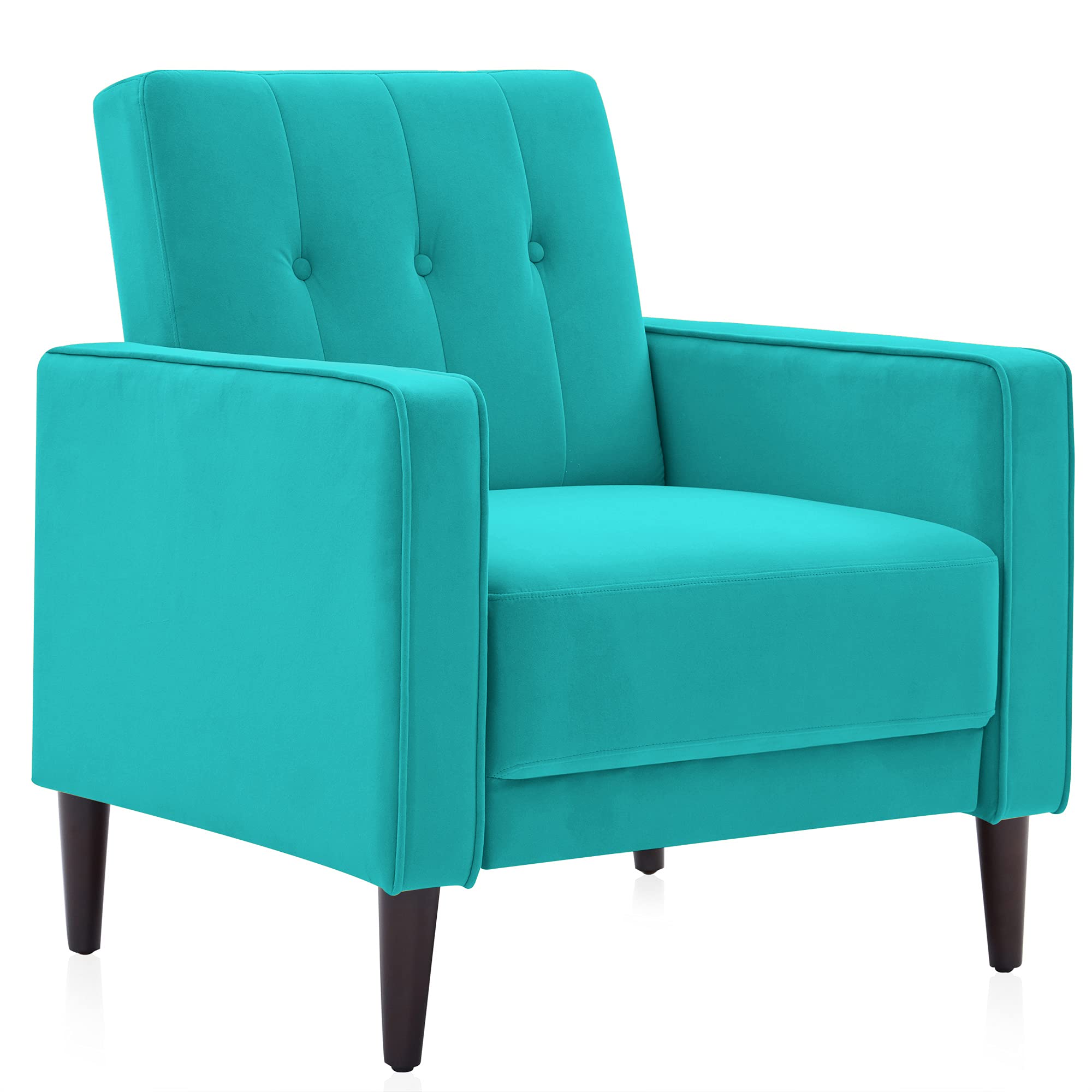 BELLEZE Mid Century Modern Velvet Accent Chair - Tufted Back Comfy Armchair for Living Room, Bedroom & Lounge - Valencia (Mallard Teal) | Perfect for Reading Nook, Home Office & Cozy Sitting Area