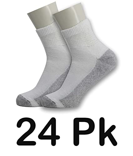 24 Pack - Ankle Cut White W/Gray