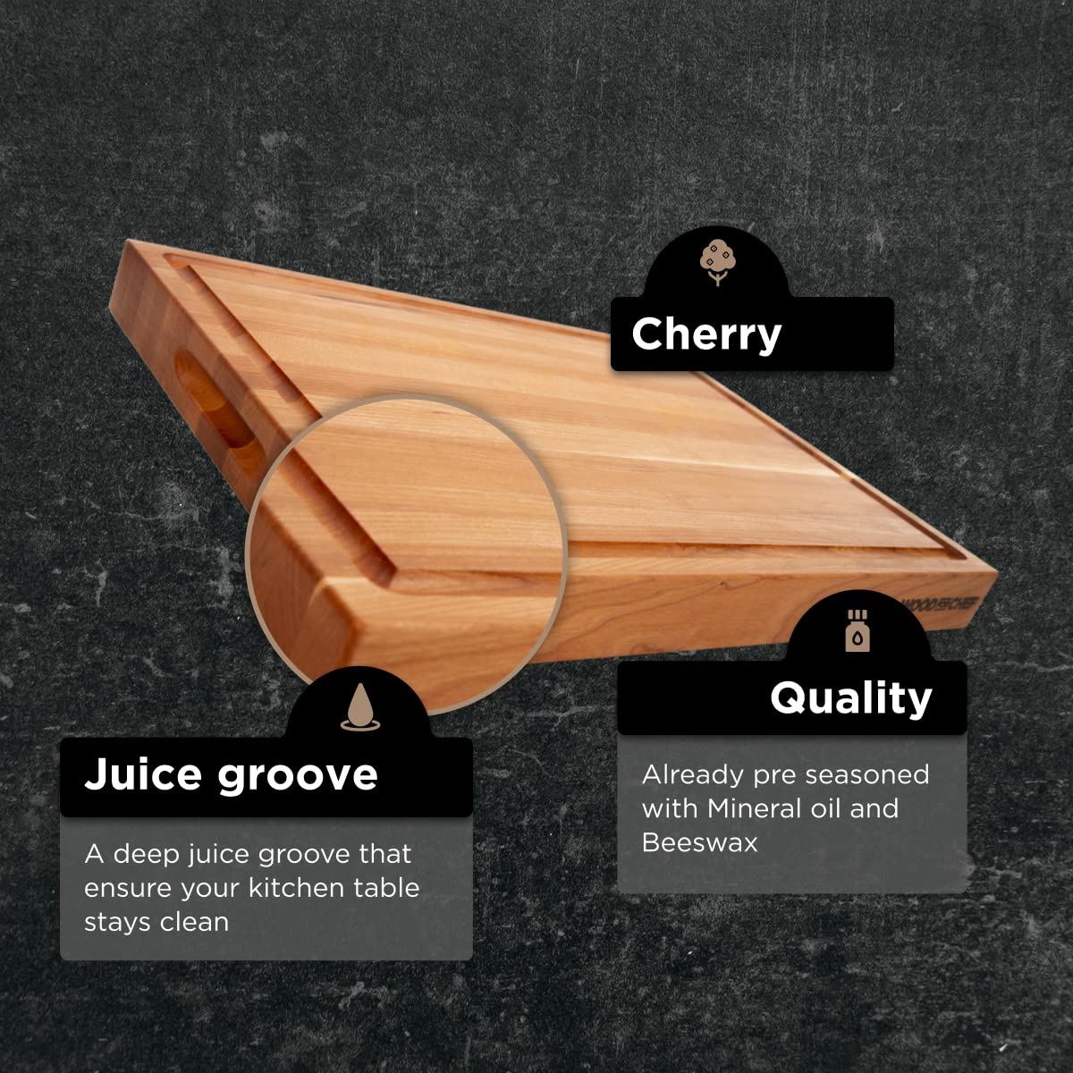 Premium American Cherry Wood Cutting Board - 20x16x1.5 Inch Large Butcher Block with Juice Groove for Meat, Vegetables & Fruits - Durable Kitchen Chopping Board for Cooking, Meal Prep & Entertaining