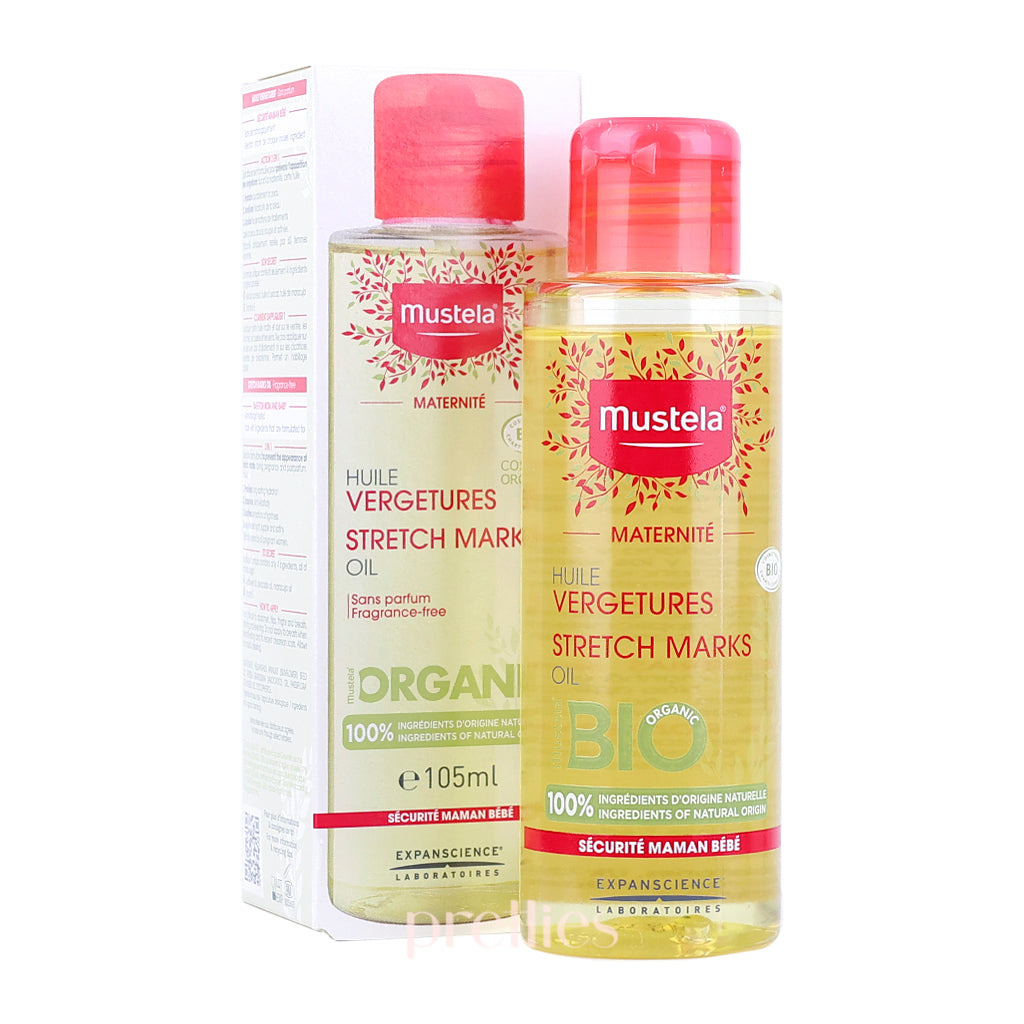 Mustela Maternity Organic Stretch Marks Oil - Fragrance Free, 105ml - Pregnancy Skincare for Belly & Body Moisturizing